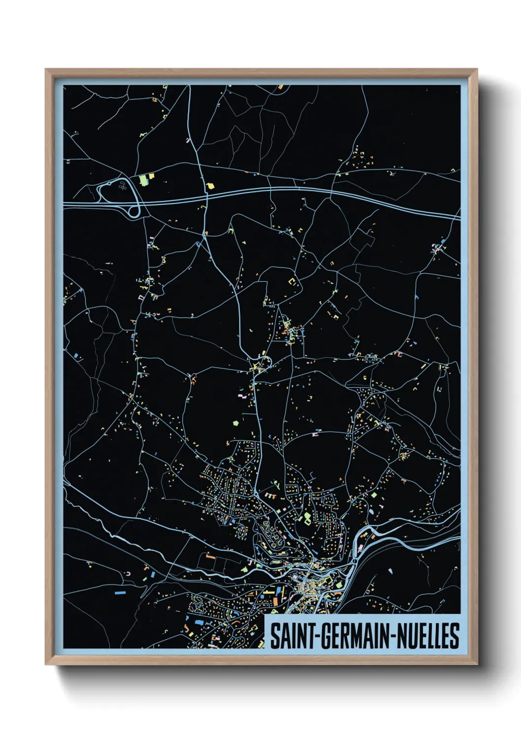 Une affiche de carte sur Saint-Germain-Nuelles