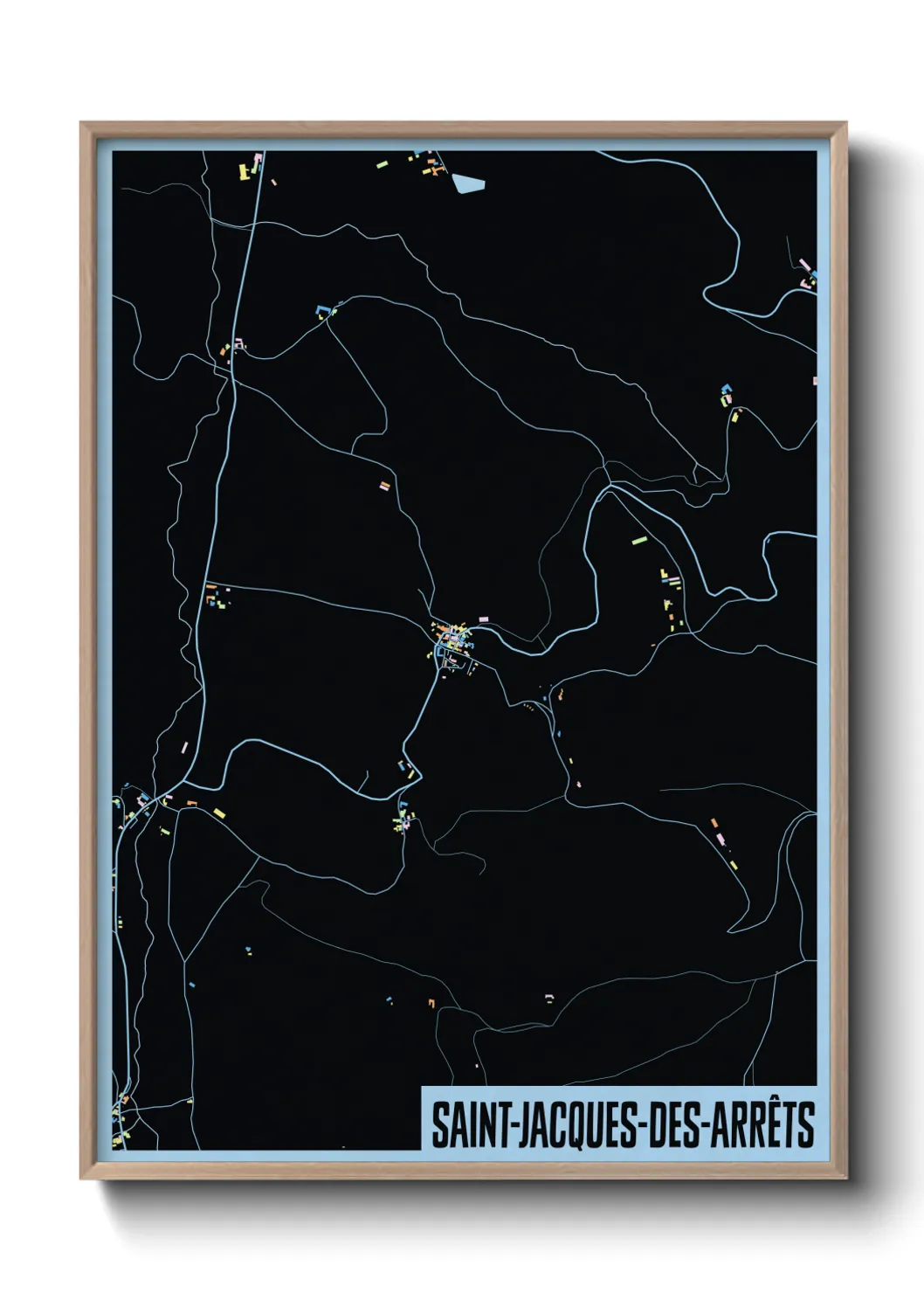 Une affiche de carte sur Saint-Jacques-des-Arrêts