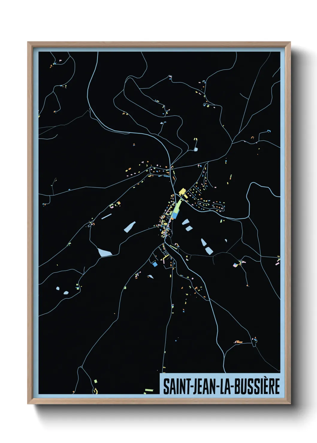 Une affiche de carte sur Saint-Jean-la-Bussière