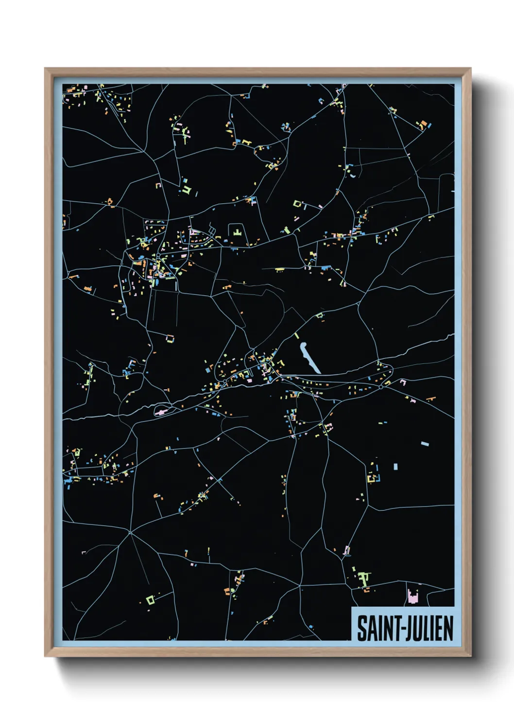 Une affiche de carte sur Saint-Julien