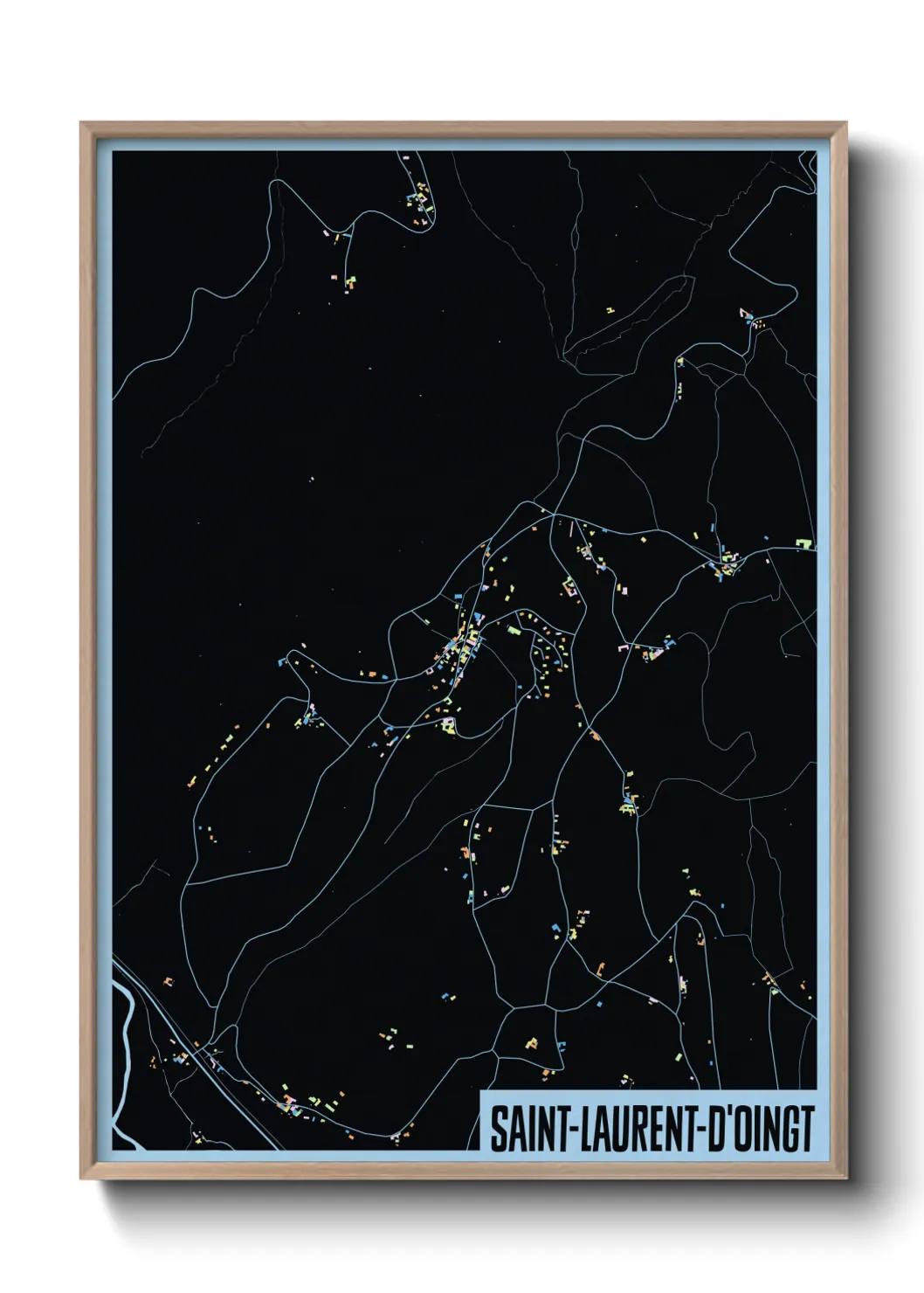 Une affiche de carte sur Saint-Laurent-d'Oingt