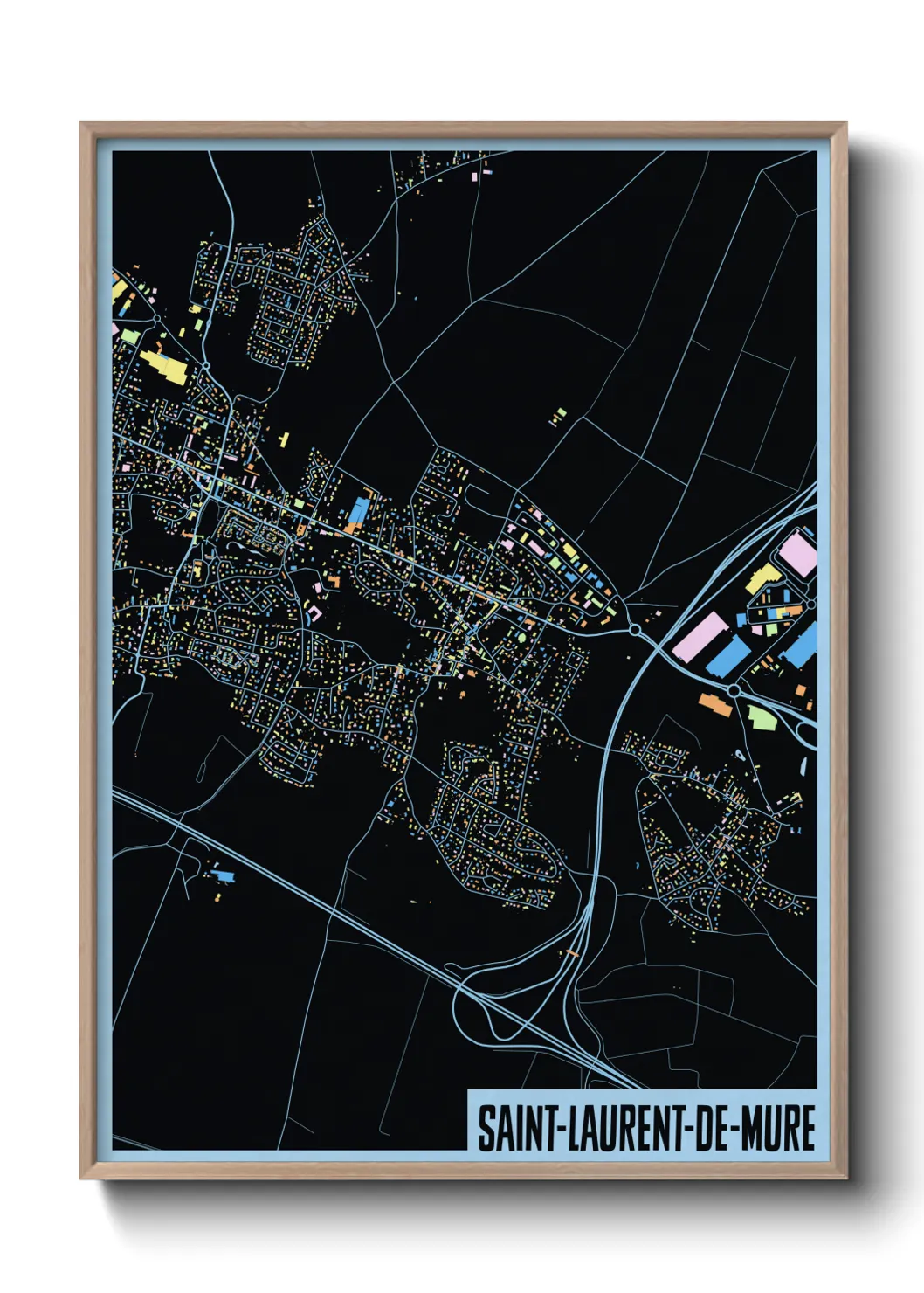 Une affiche de carte sur Saint-Laurent-de-Mure