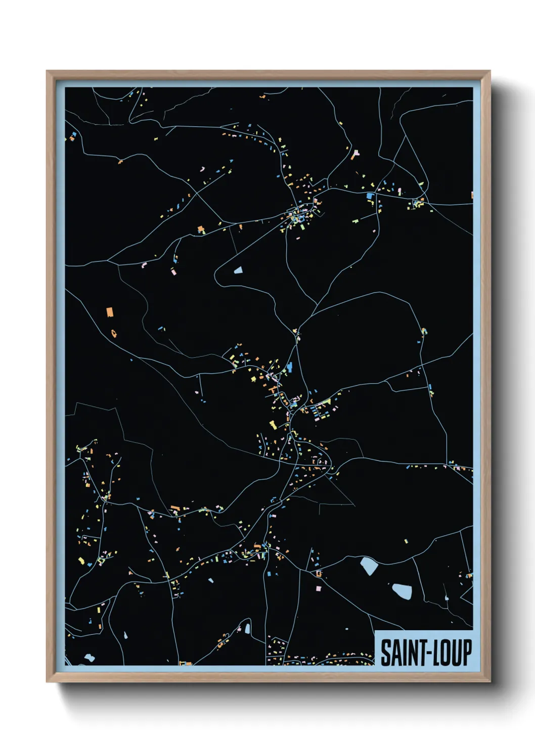 Une affiche de carte sur Saint-Loup
