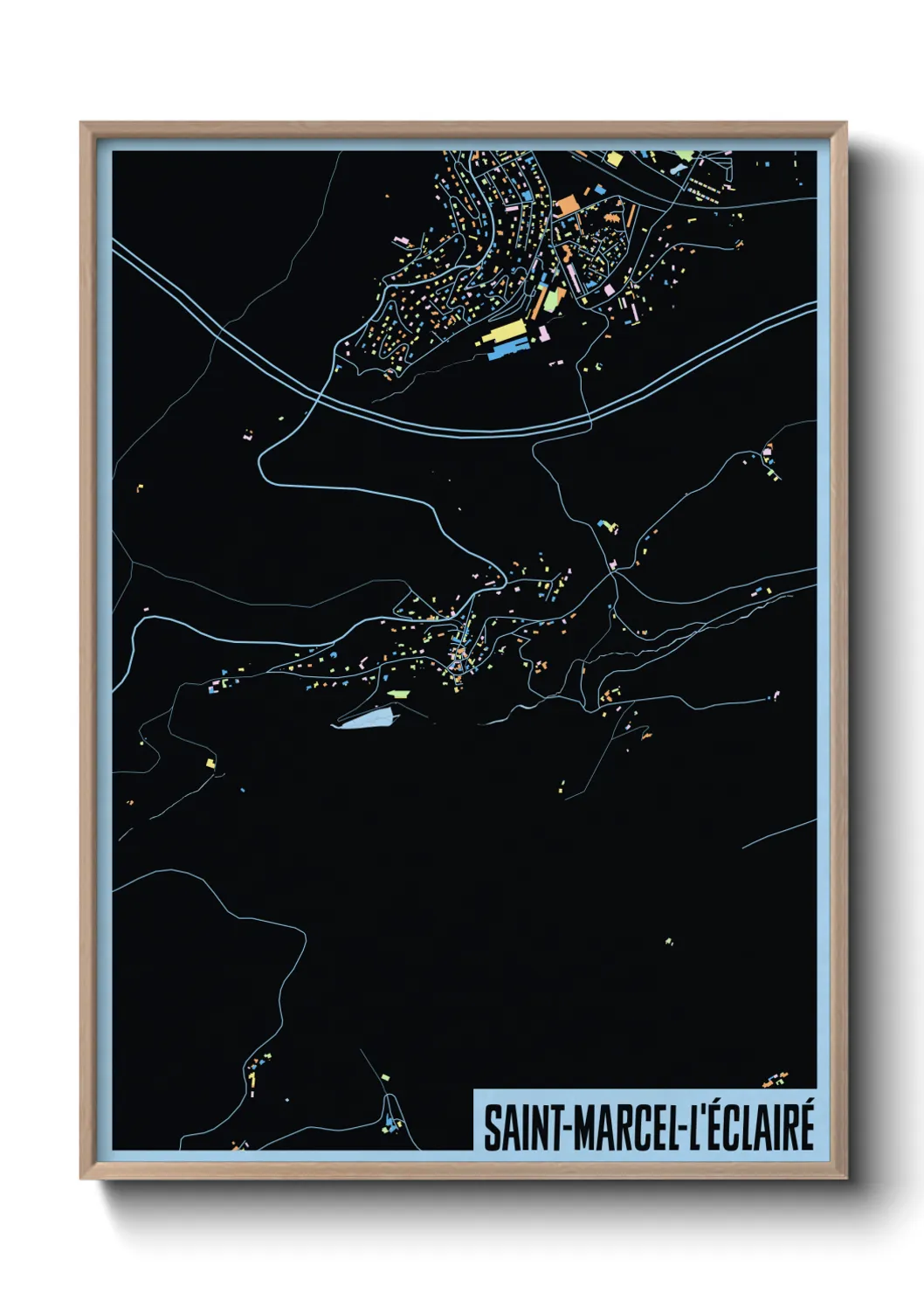 Une affiche de carte sur Saint-Marcel-l'Éclairé