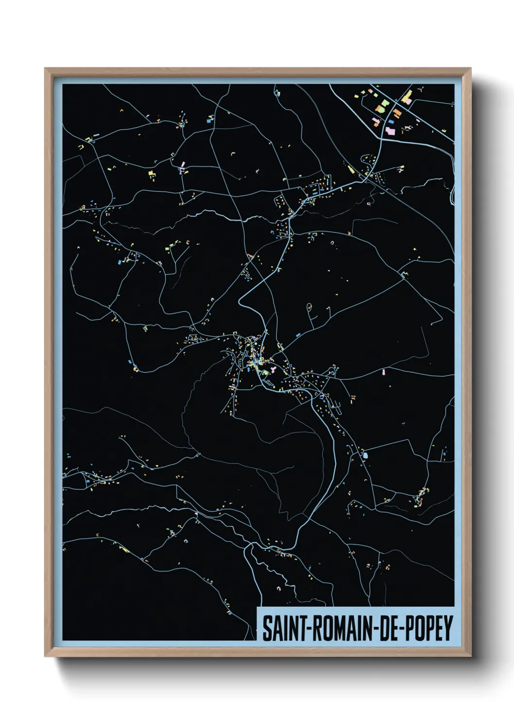 Une affiche de carte sur Saint-Romain-de-Popey