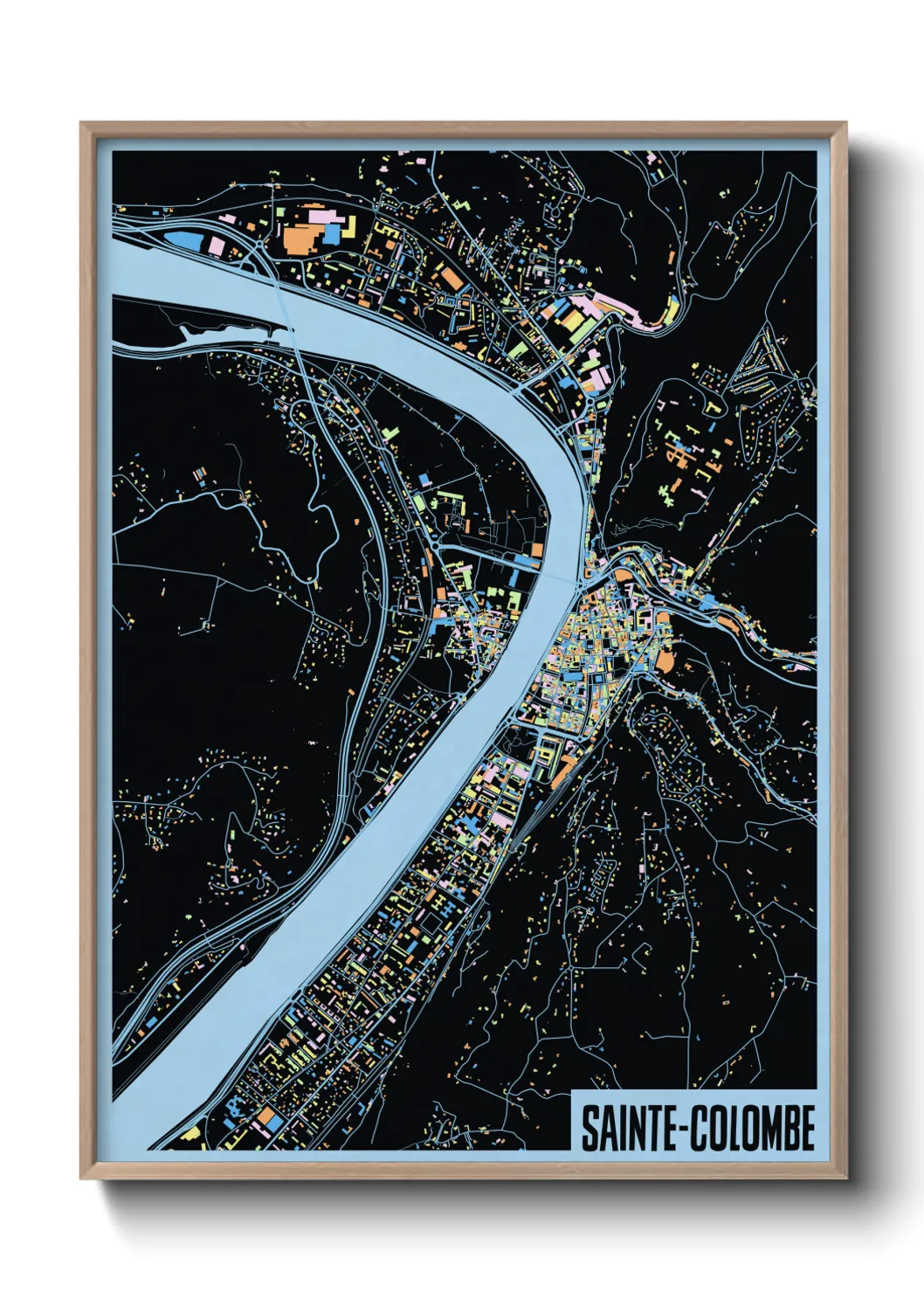 Une affiche de carte sur Sainte-Colombe