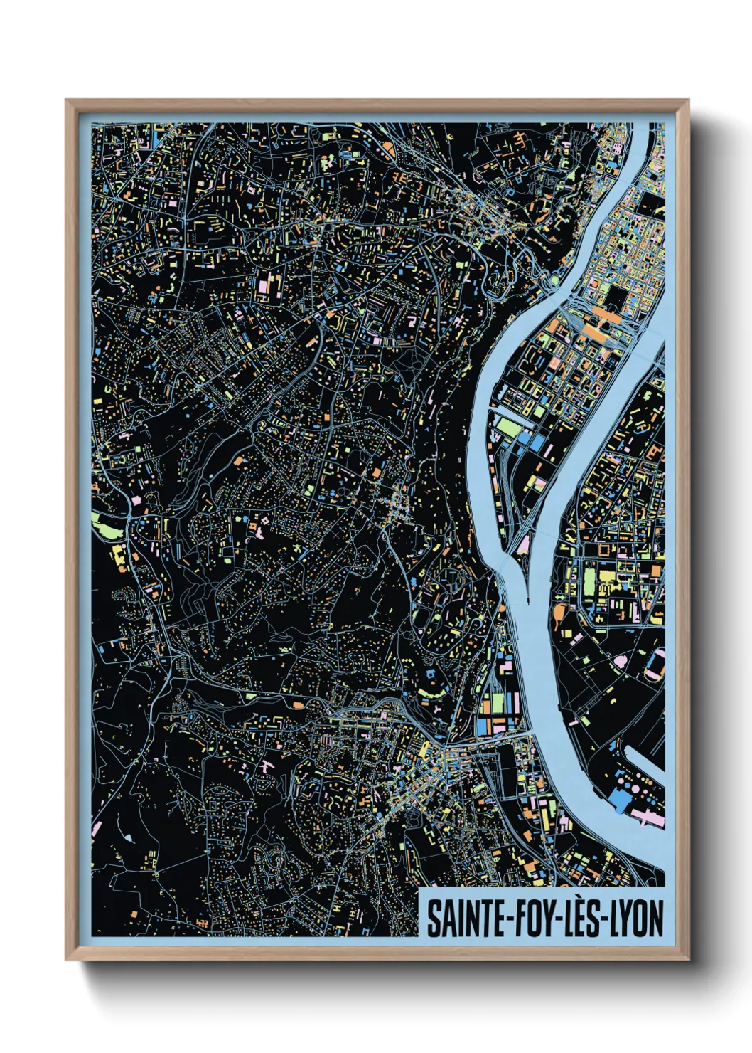 Une affiche de carte sur Sainte-Foy-lès-Lyon