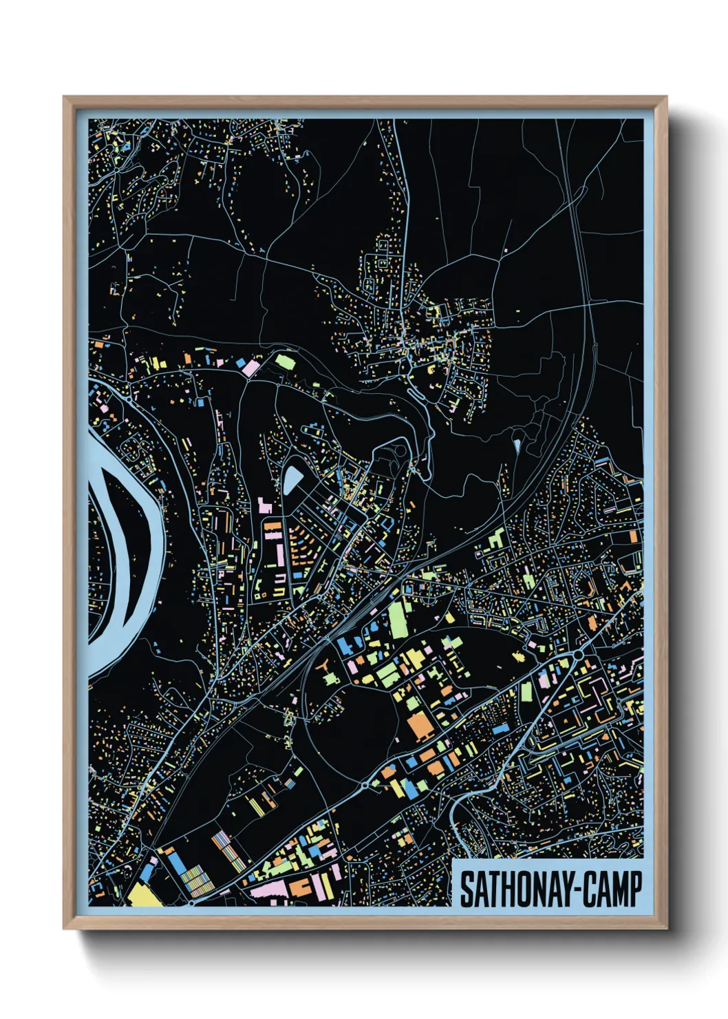 Une affiche de carte sur Sathonay-Camp