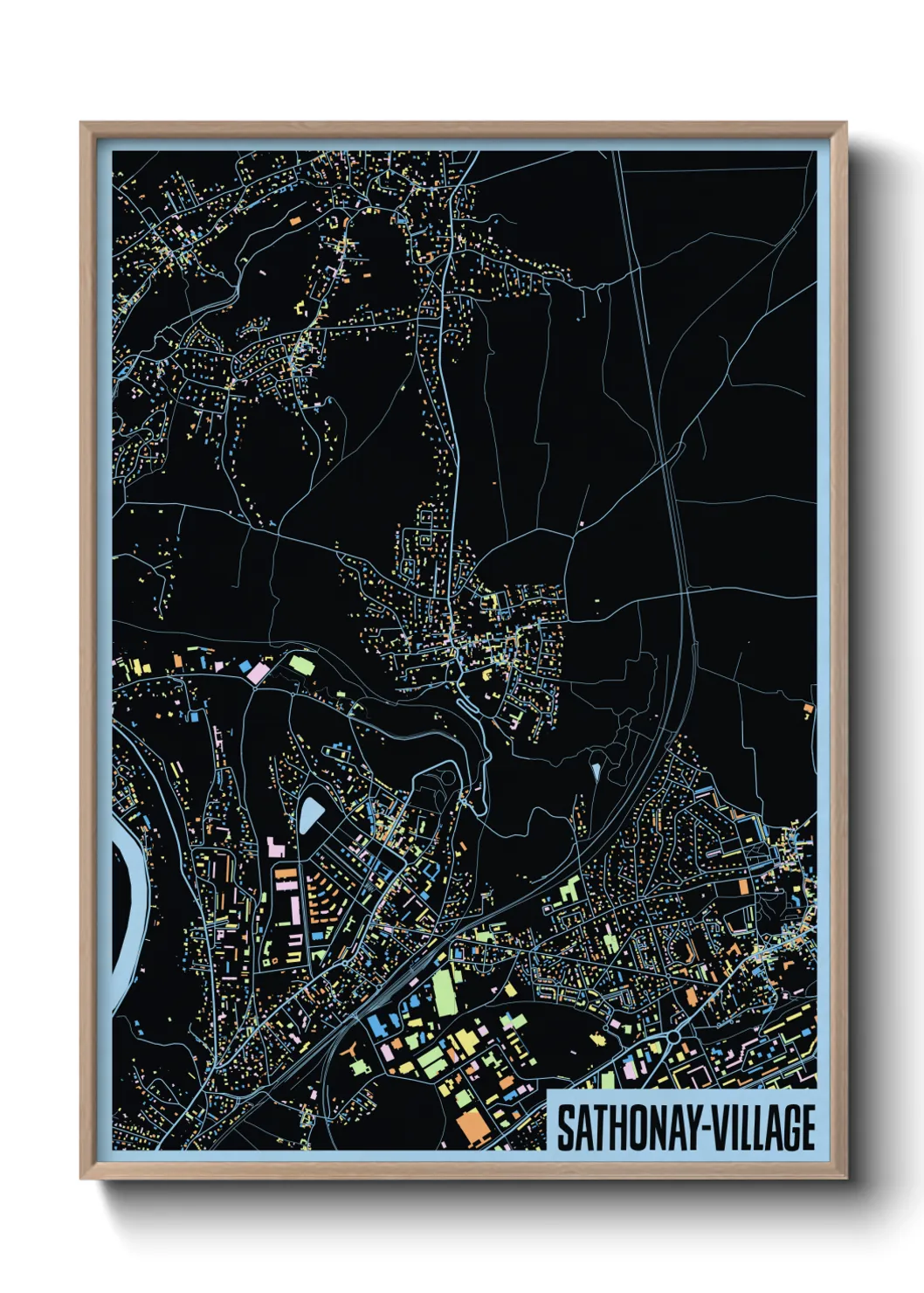 Une affiche de carte sur Sathonay-Village