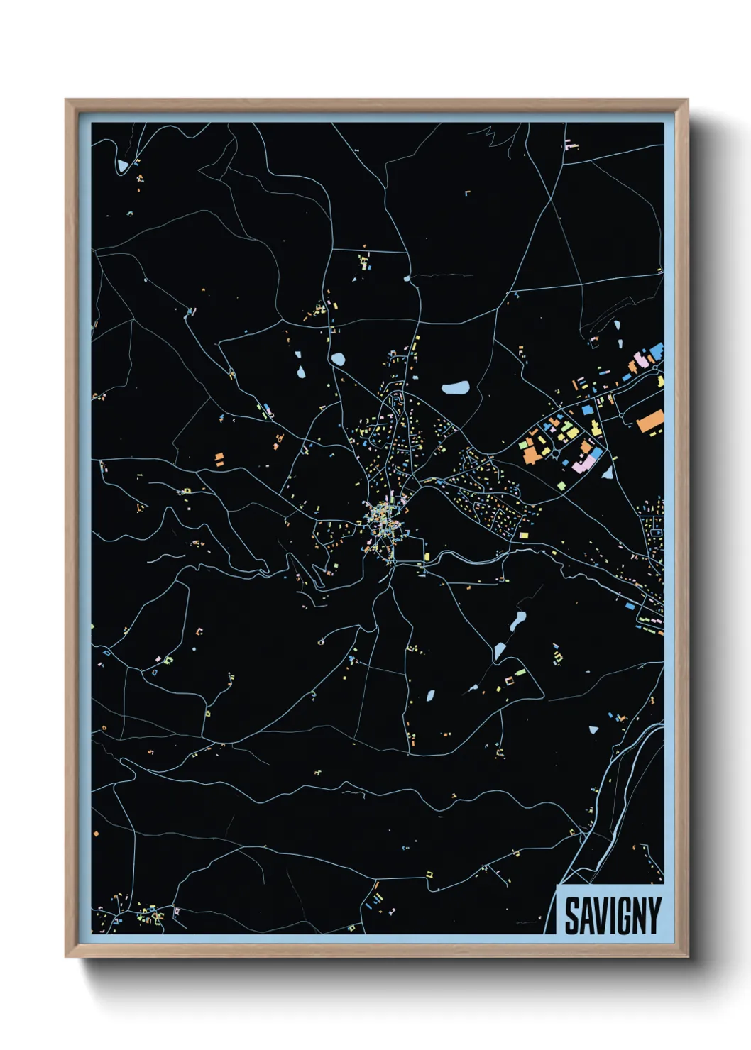 Une affiche de carte sur Savigny