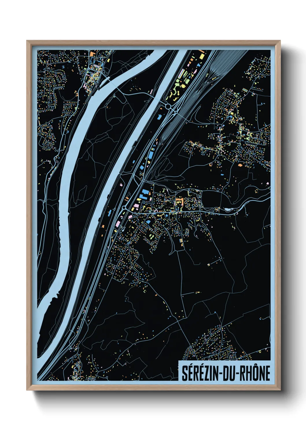 Une affiche de carte sur Sérézin-du-Rhône