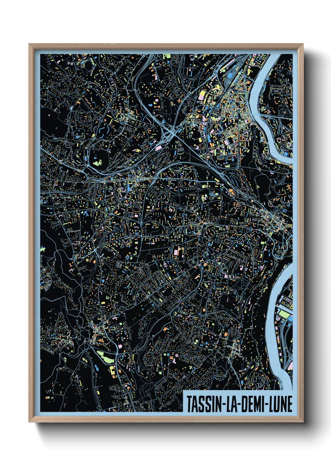 Une affiche de carte sur Tassin-la-Demi-Lune