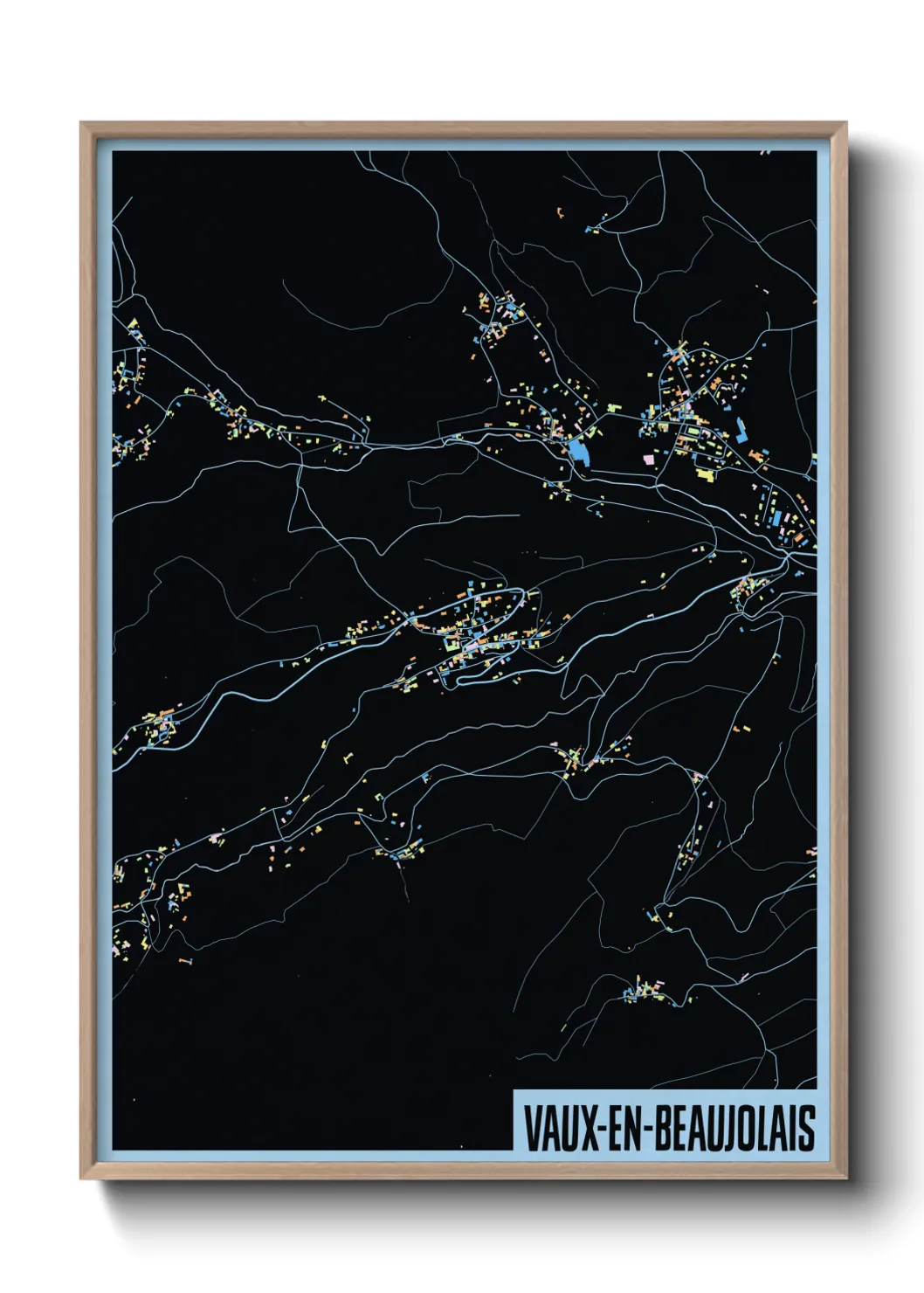 Une affiche de carte sur Vaux-en-Beaujolais