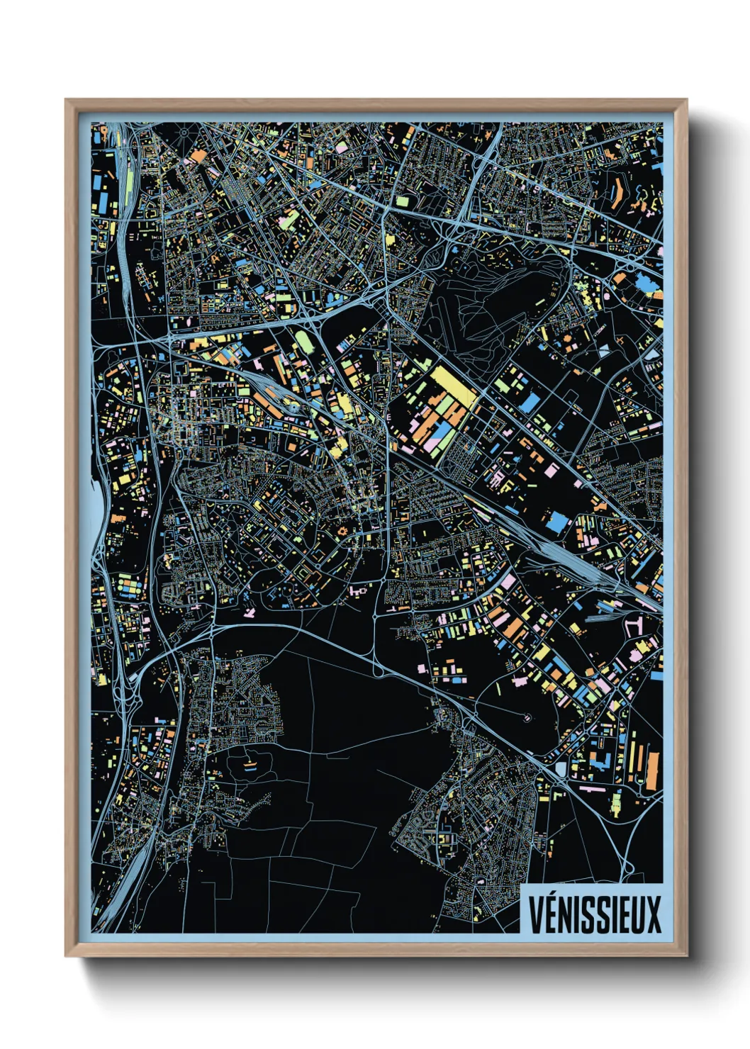 Une affiche de carte sur Vénissieux