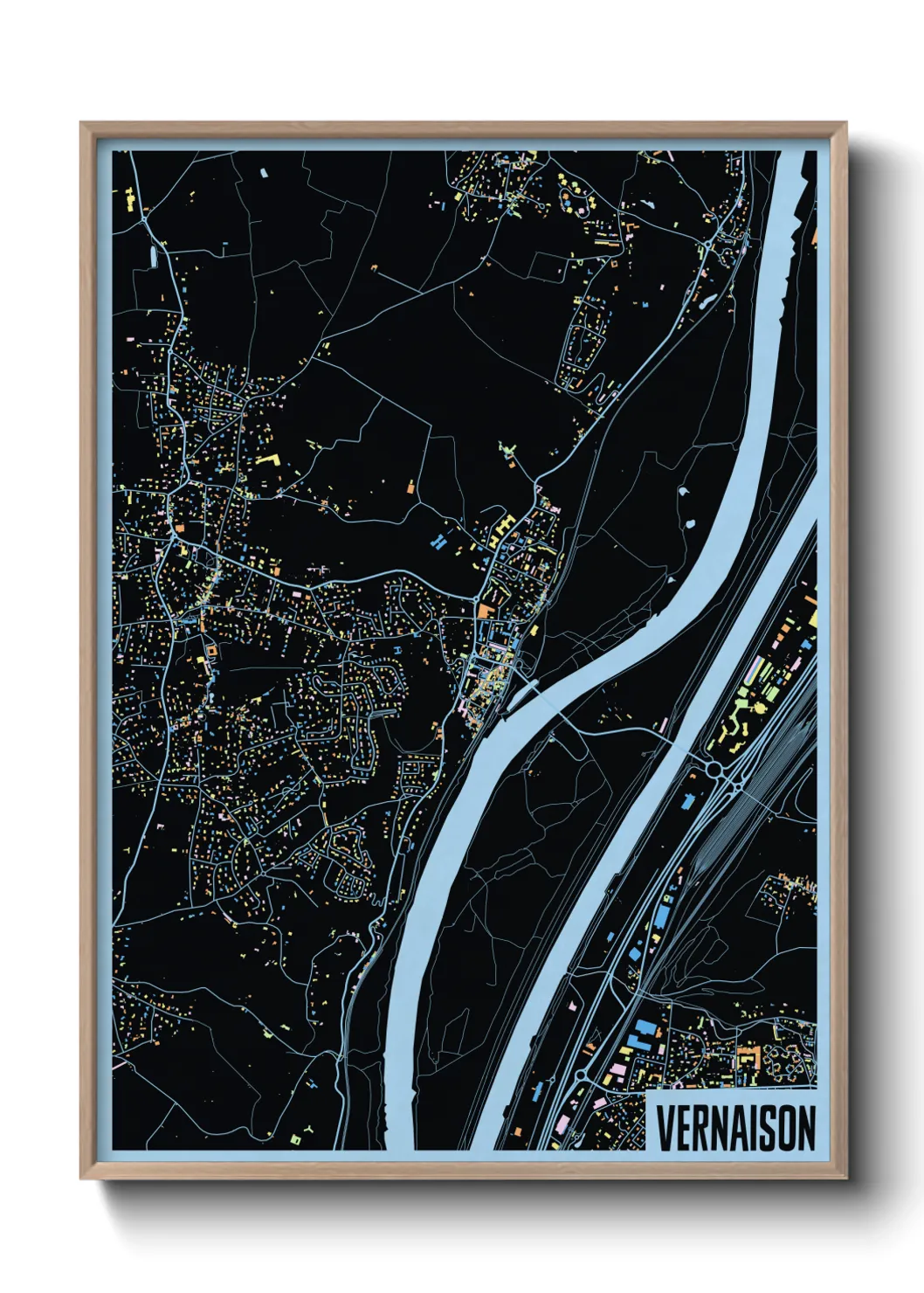 Une affiche de carte sur Vernaison