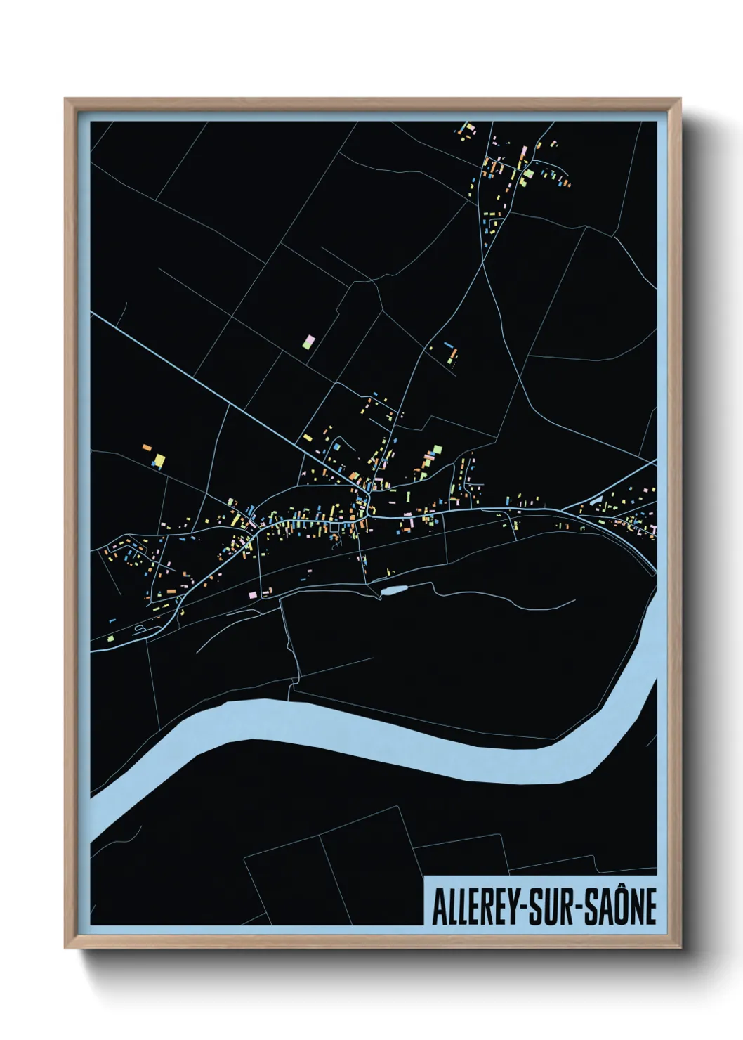 Une affiche de carte sur Allerey-sur-Saône