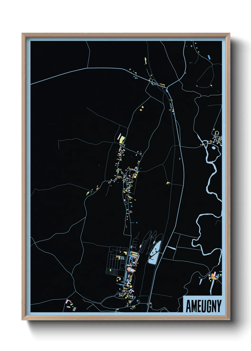 Une affiche de carte sur Ameugny