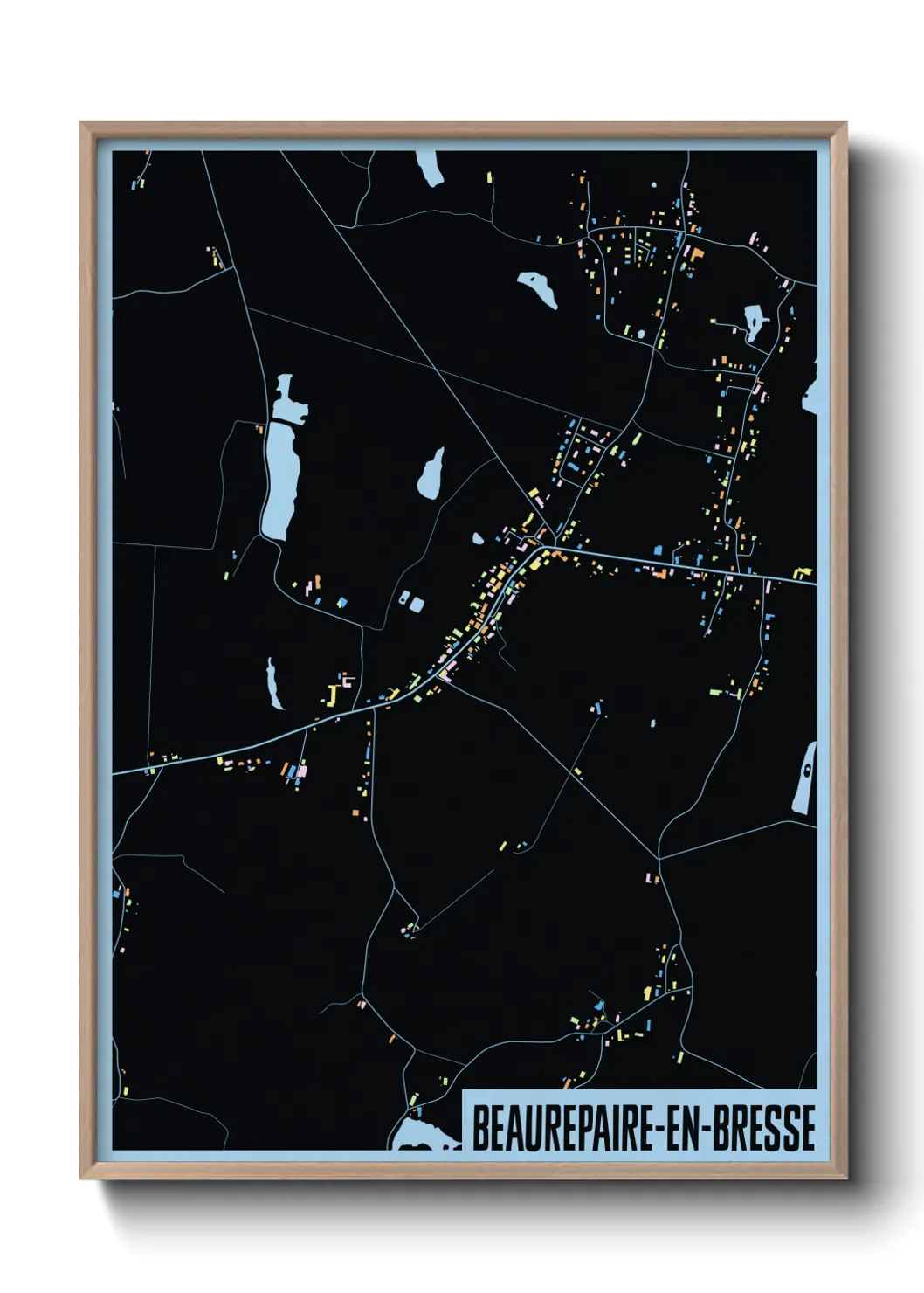 Une affiche de carte sur Beaurepaire-en-Bresse
