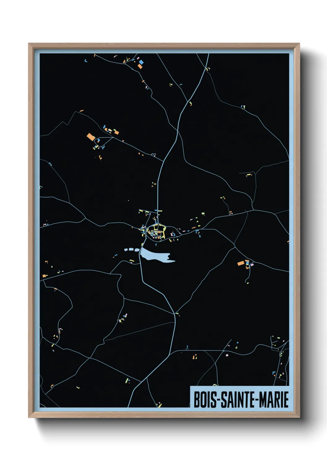 Une affiche de carte sur Bois-Sainte-Marie