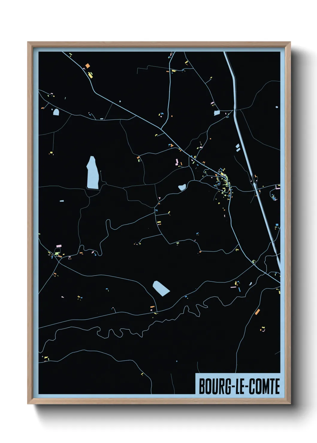 Une affiche de carte sur Bourg-le-Comte