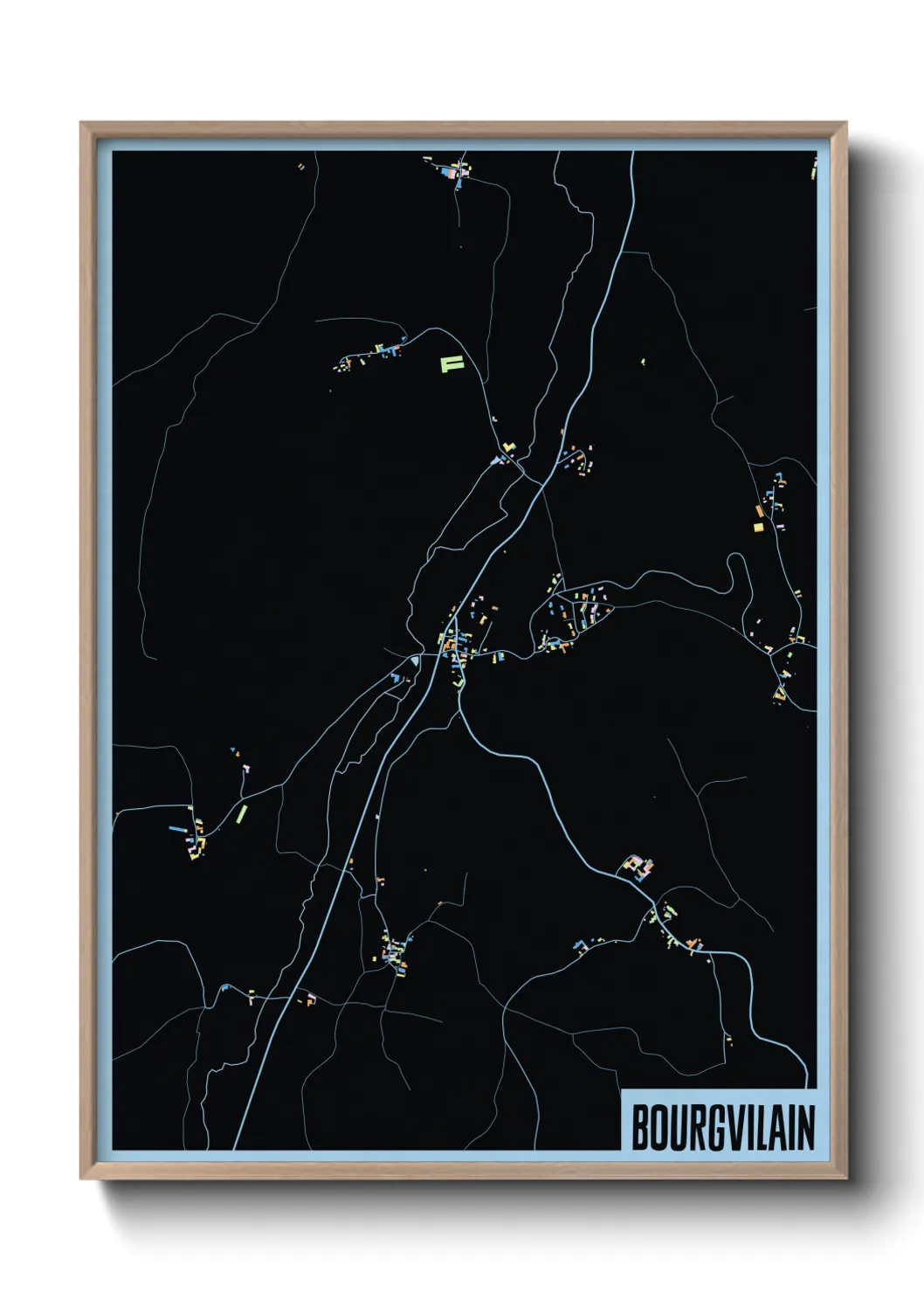 Une affiche de carte sur Bourgvilain