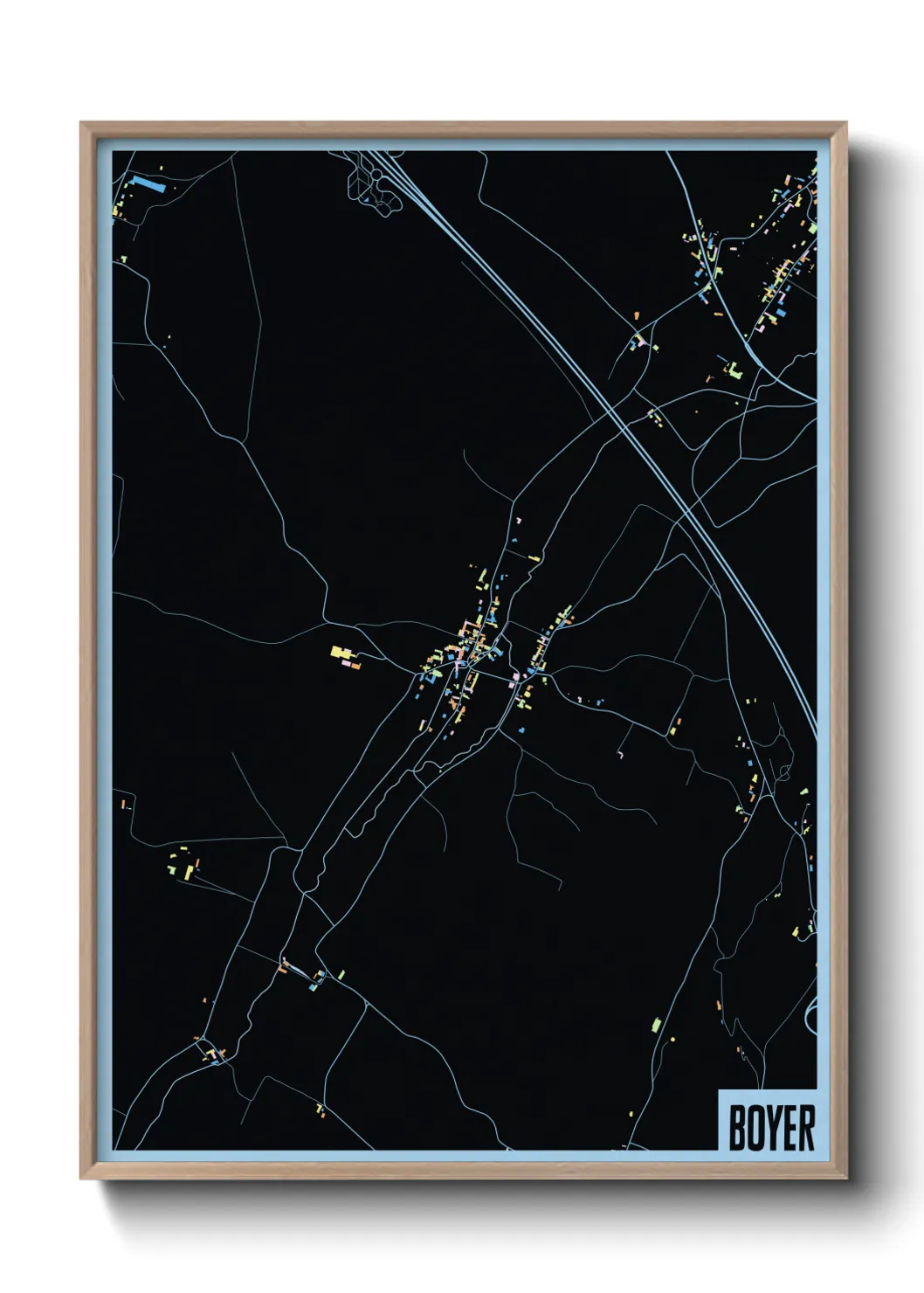 Une affiche de carte sur Boyer