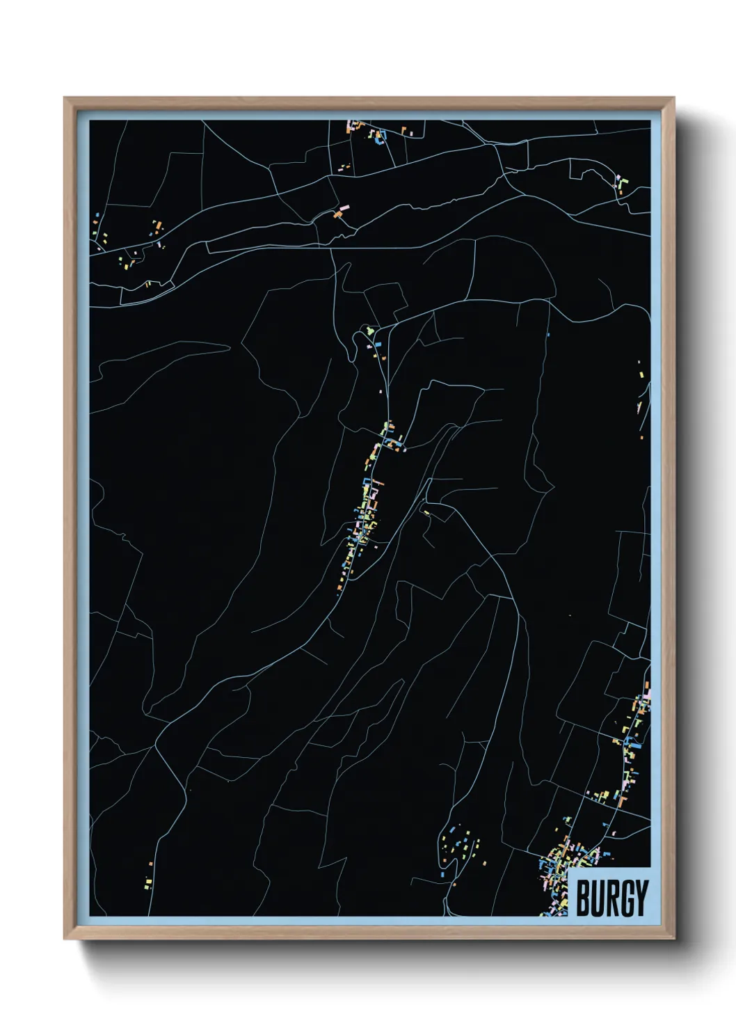 Une affiche de carte sur Burgy