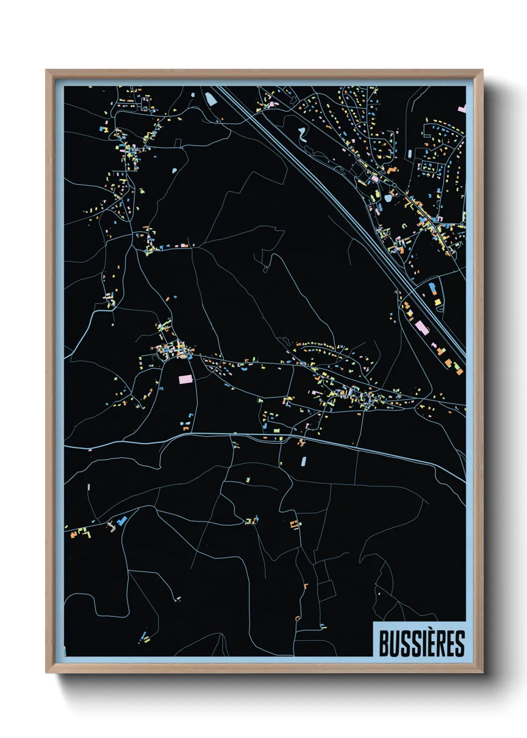 Une affiche de carte sur Bussières