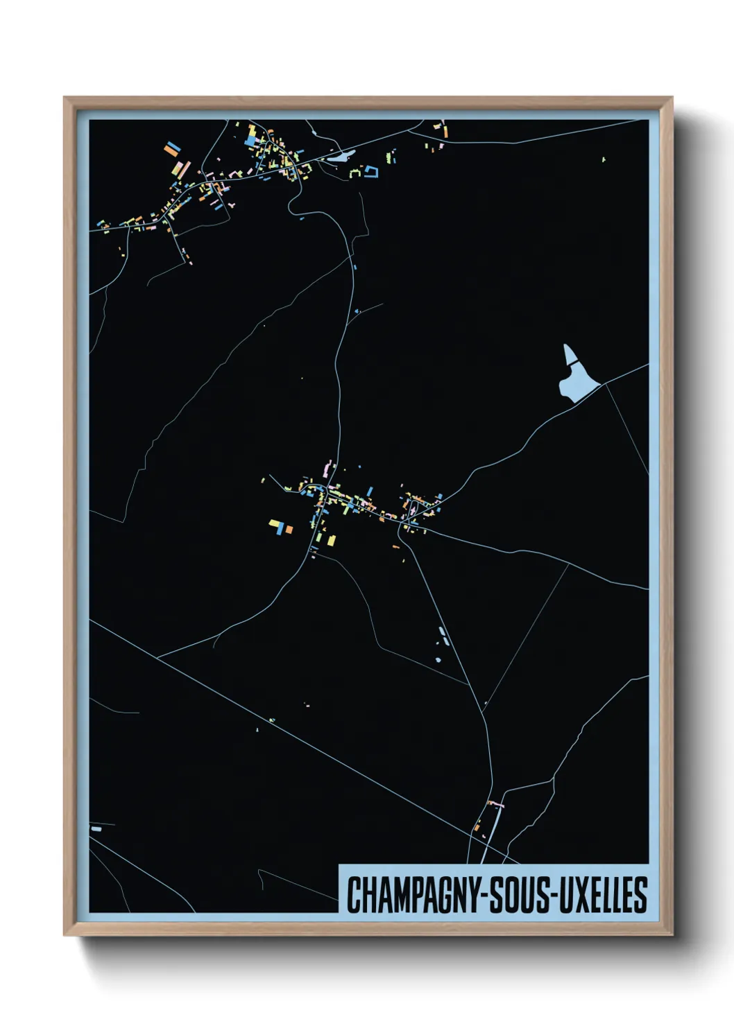 Une affiche de carte sur Champagny-sous-Uxelles