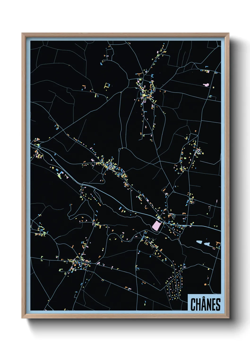 Une affiche de carte sur Chânes