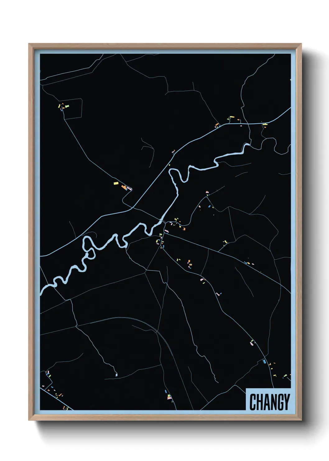 Une affiche de carte sur Changy