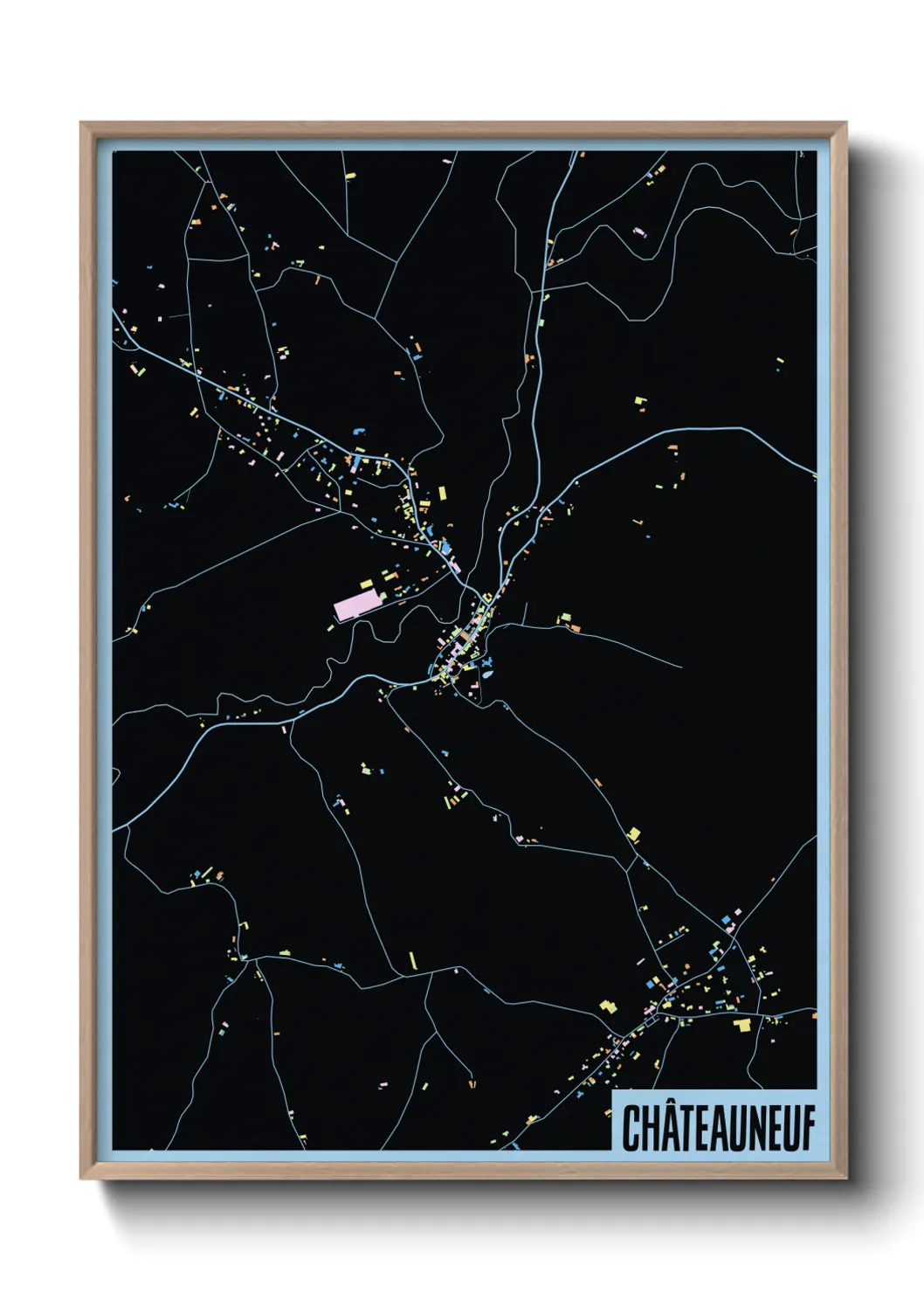 Une affiche de carte sur Châteauneuf