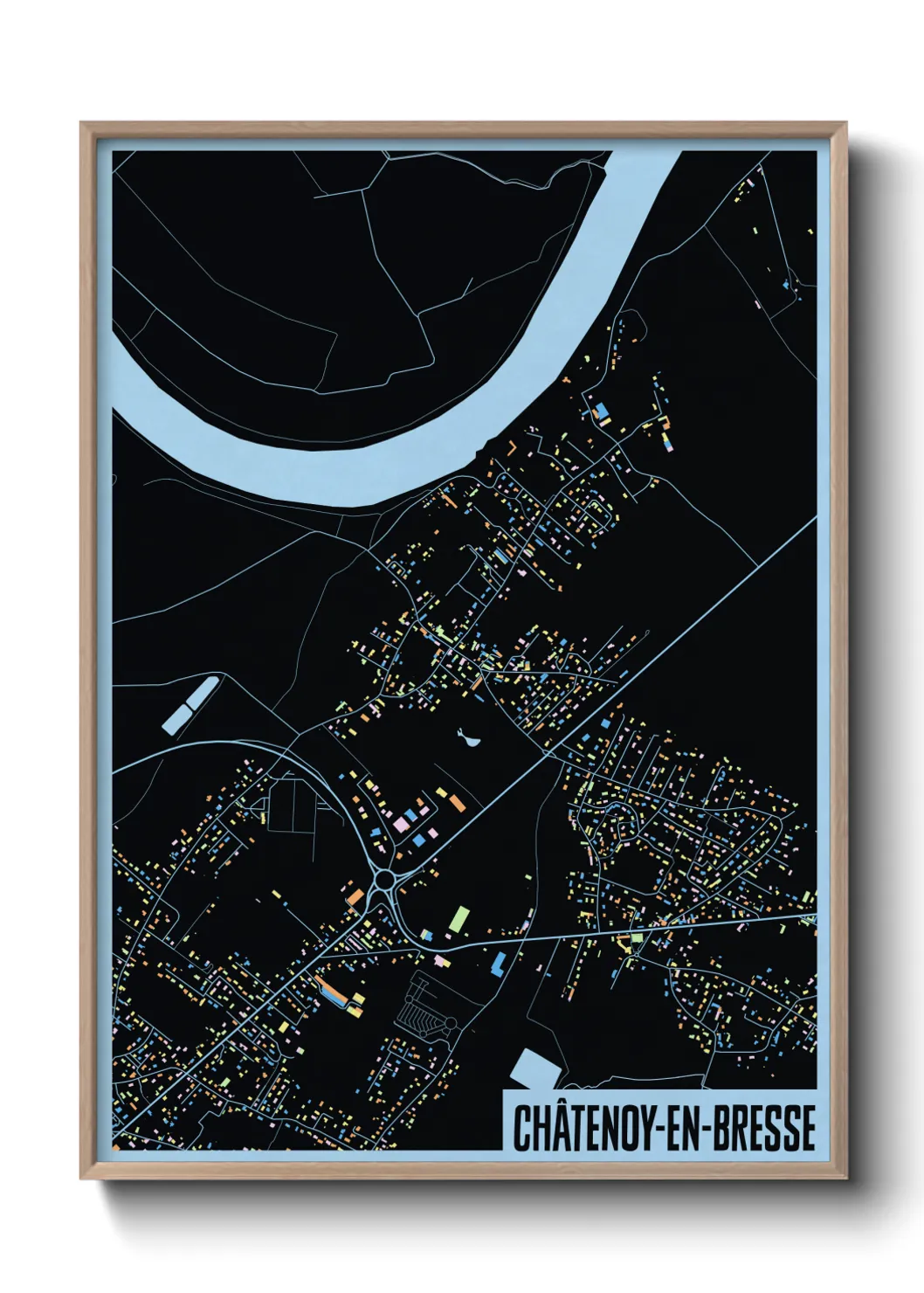 Une affiche de carte sur Châtenoy-en-Bresse