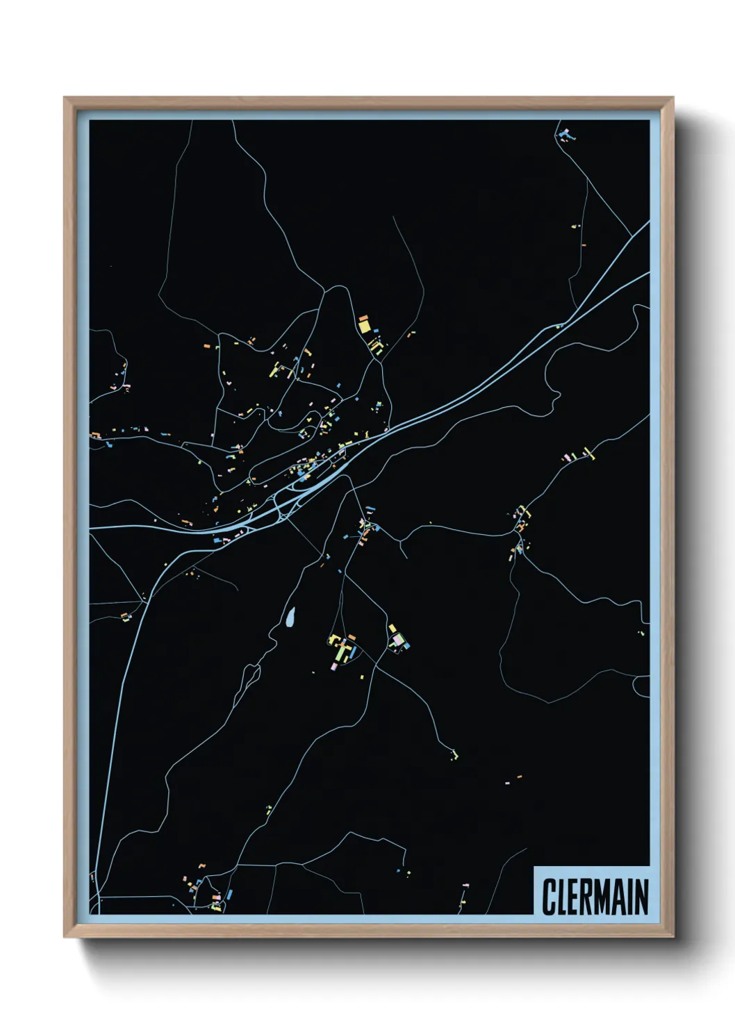 Une affiche de carte sur Clermain