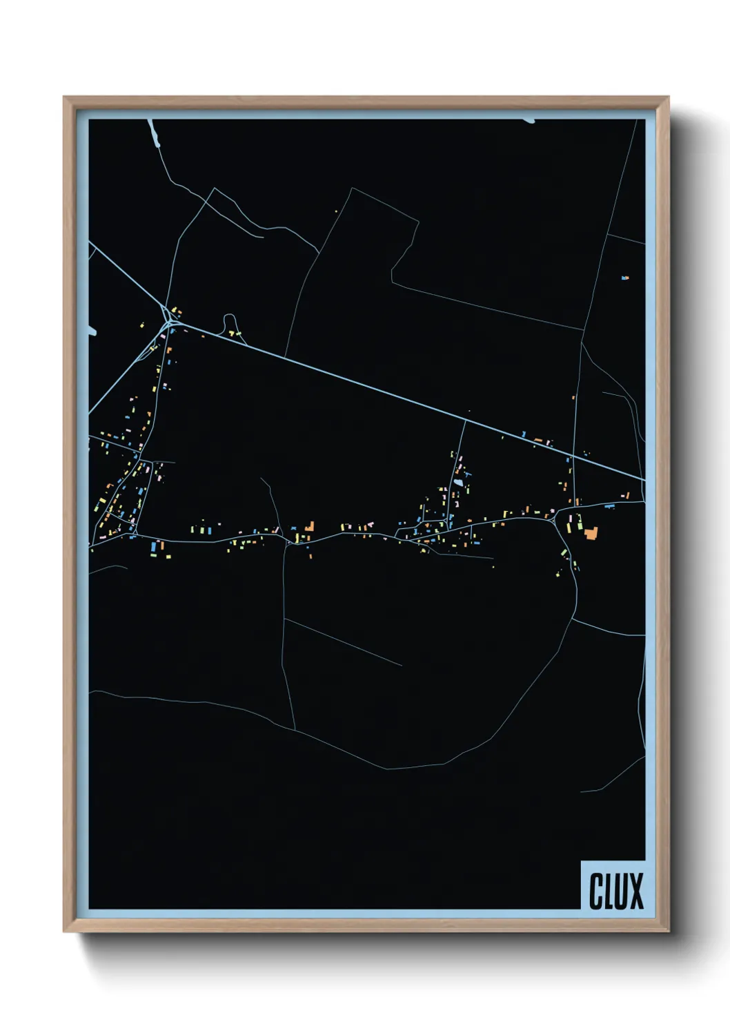 Une affiche de carte sur Clux