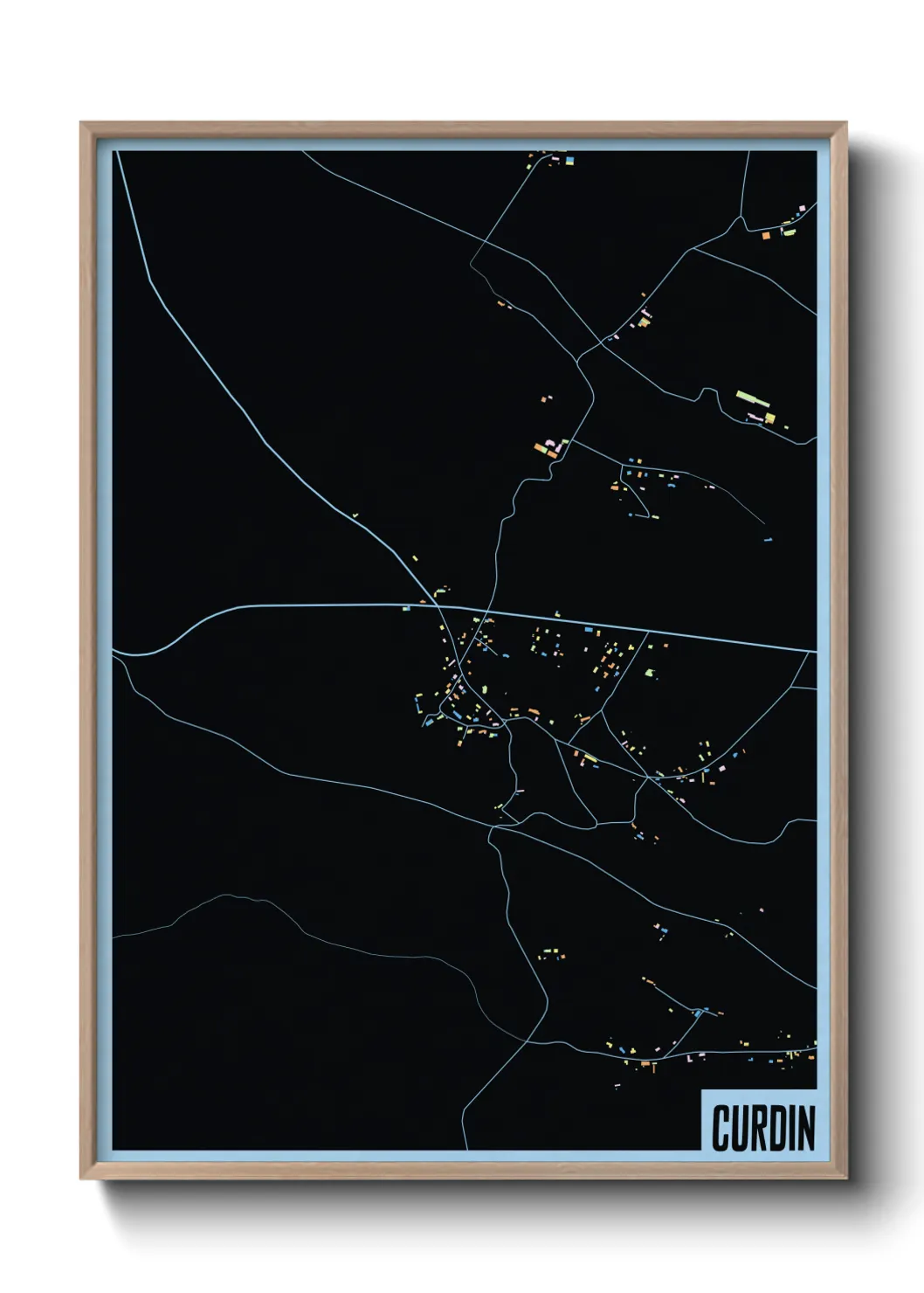 Une affiche de carte sur Curdin