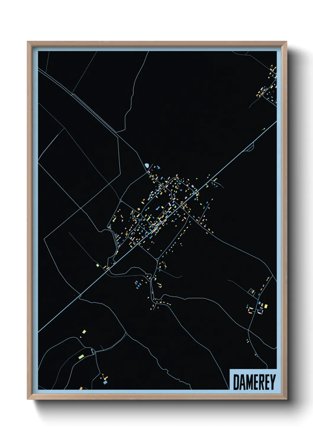 Une affiche de carte sur Damerey