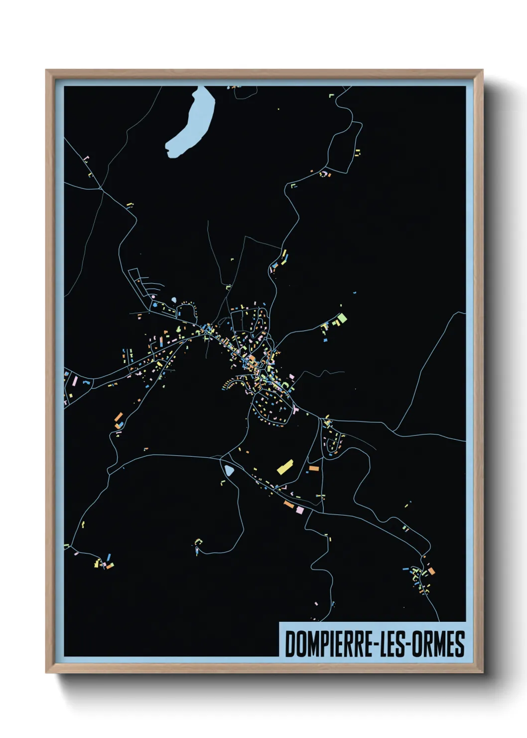 Une affiche de carte sur Dompierre-les-Ormes