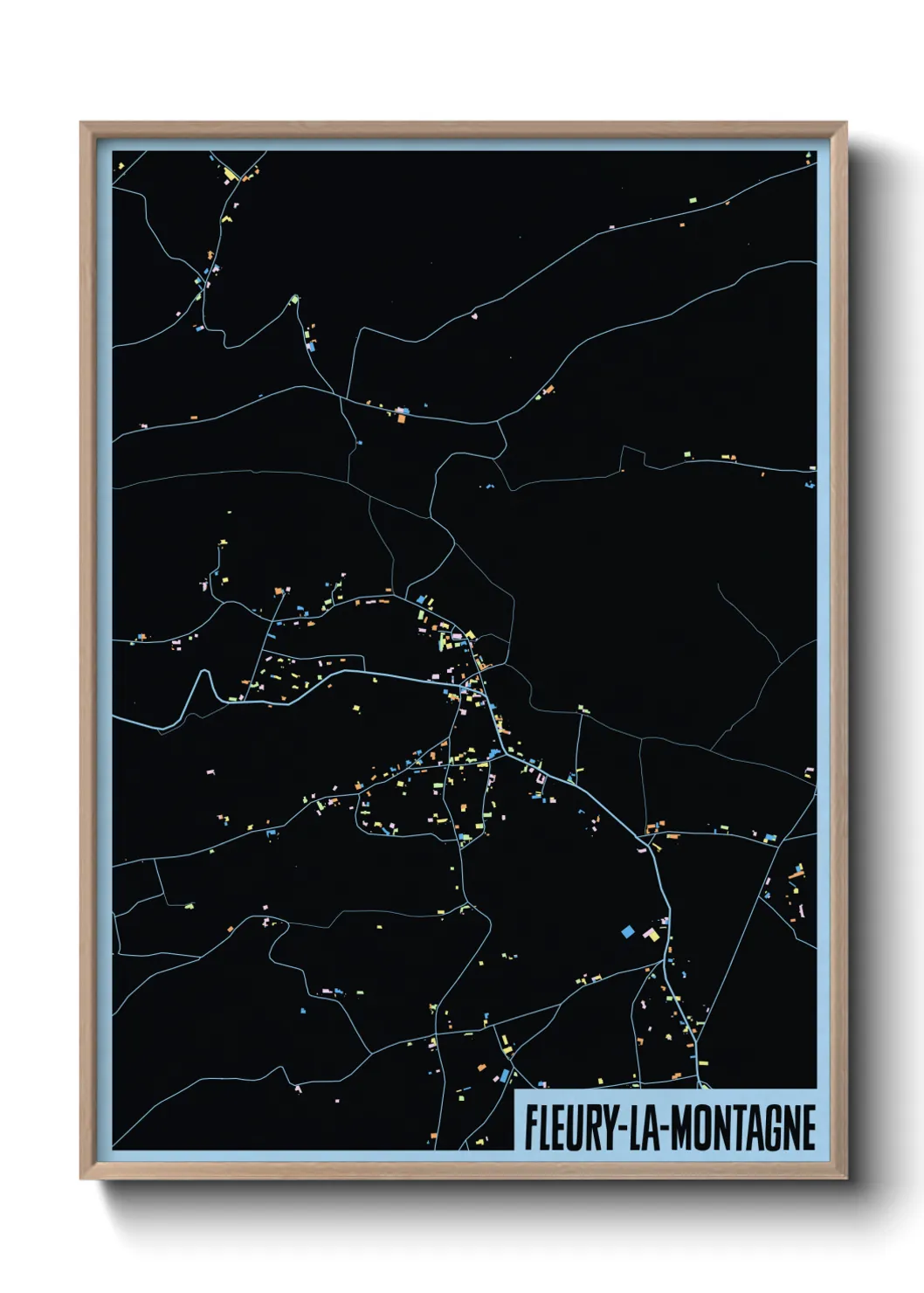 Une affiche de carte sur Fleury-la-Montagne