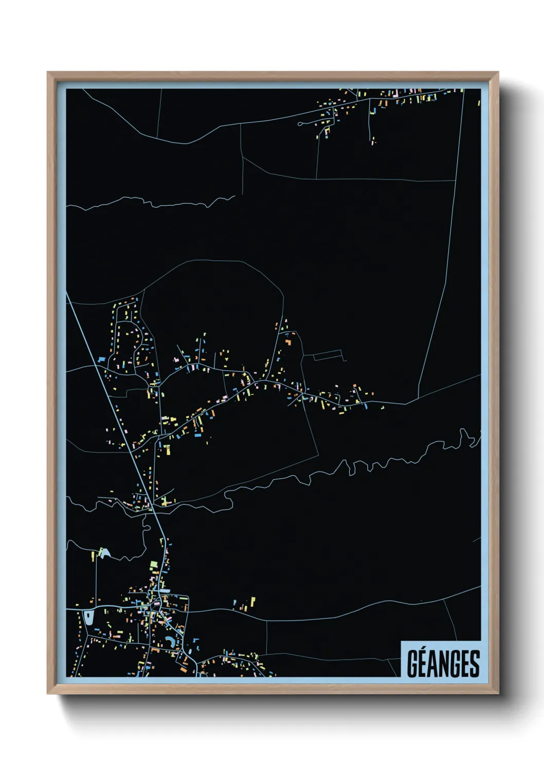 Une affiche de carte sur Géanges