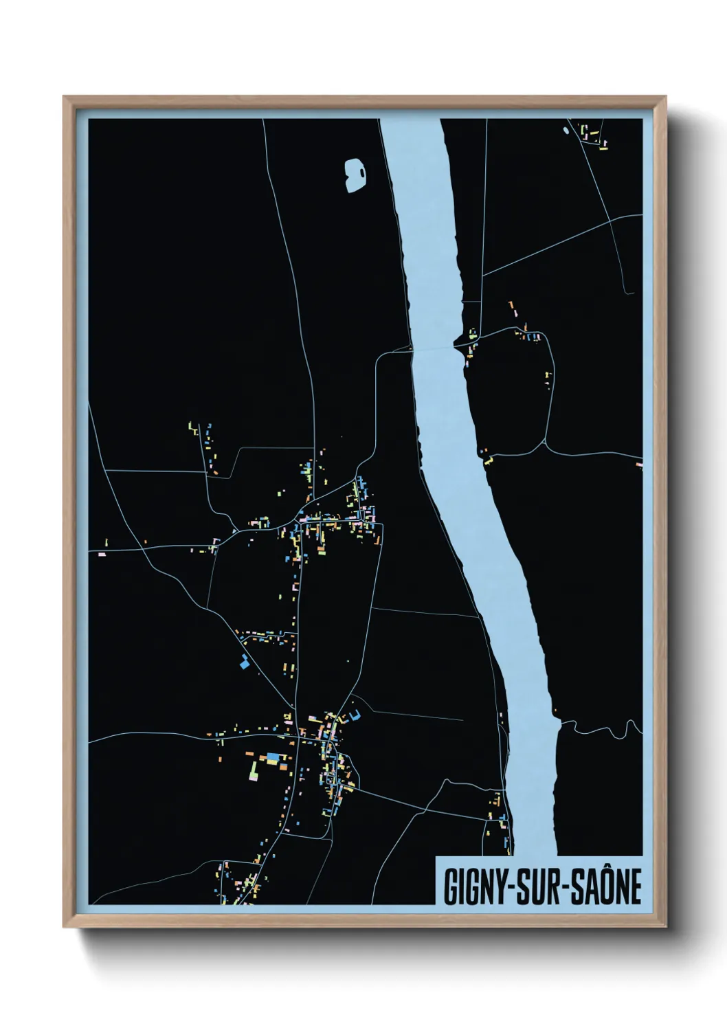 Une affiche de carte sur Gigny-sur-Saône