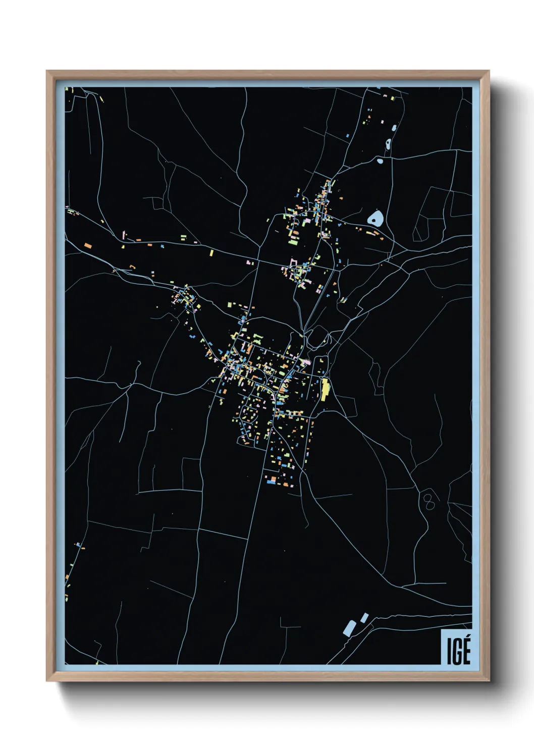 Une affiche de carte sur Igé