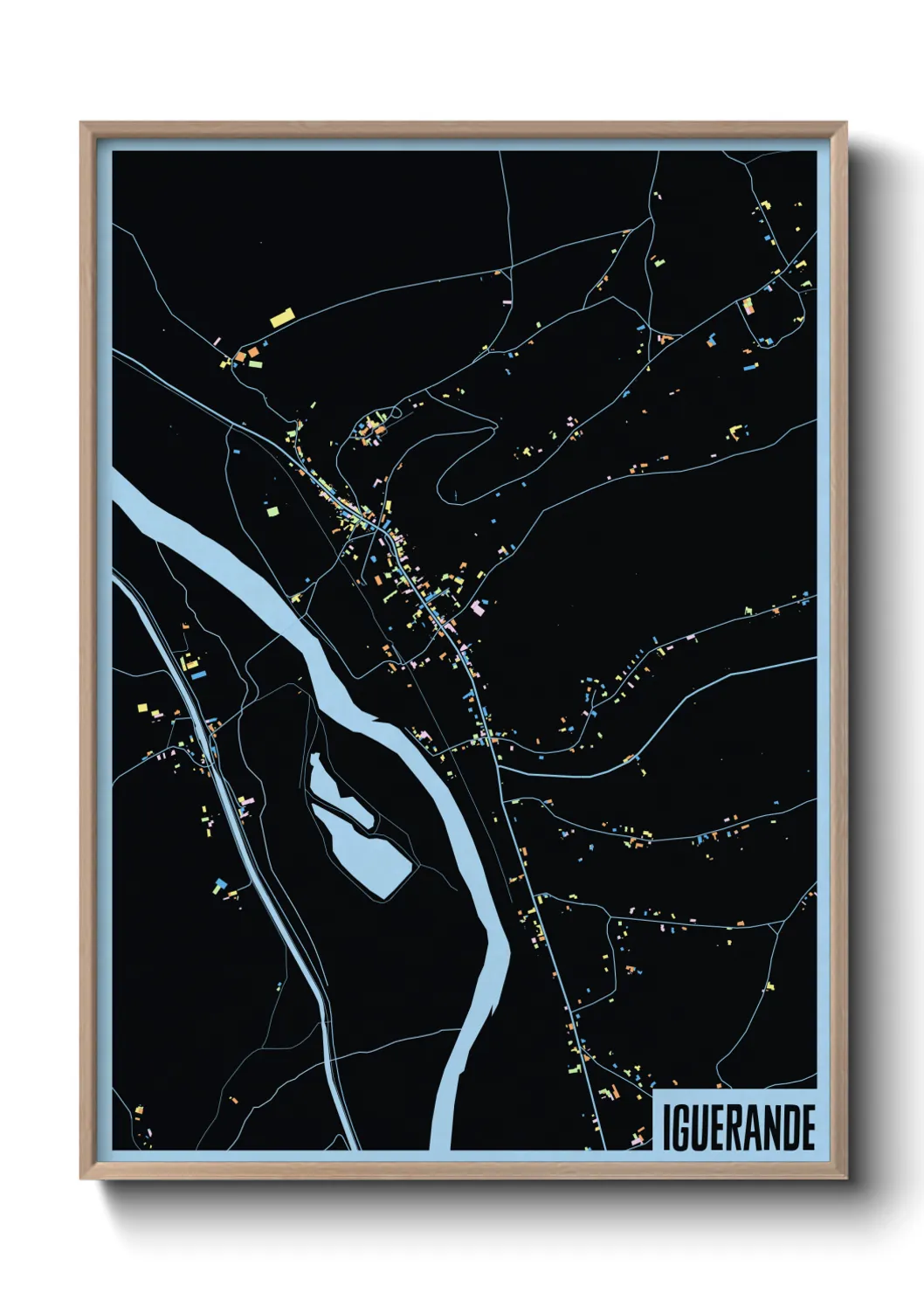 Une affiche de carte sur Iguerande