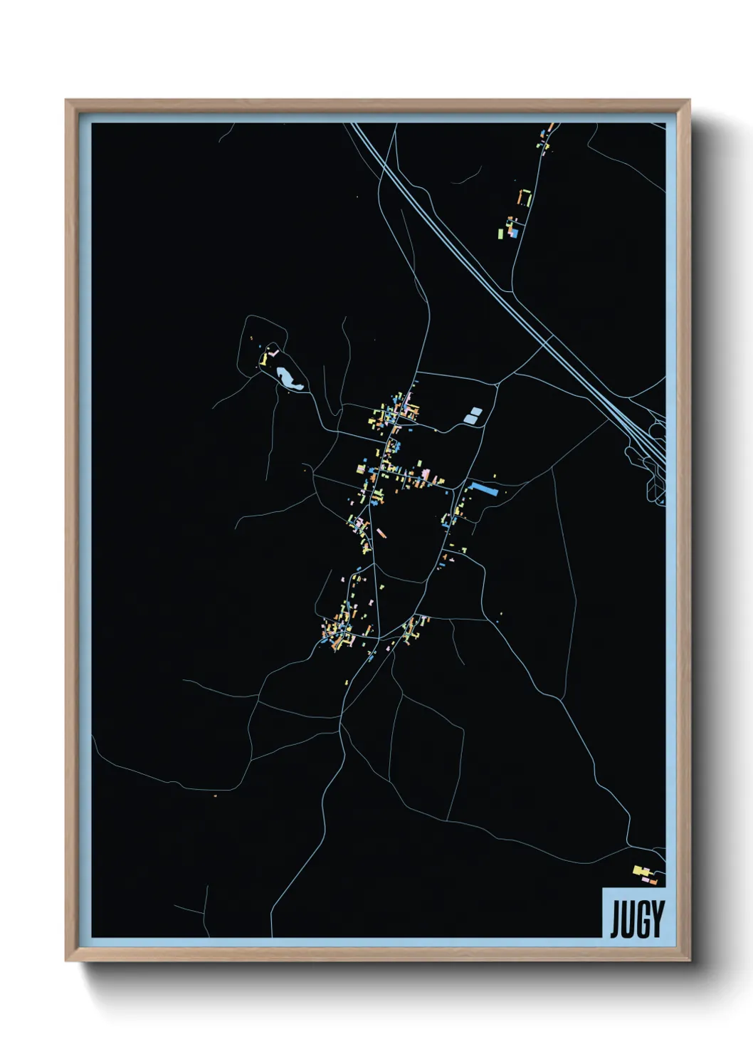 Une affiche de carte sur Jugy