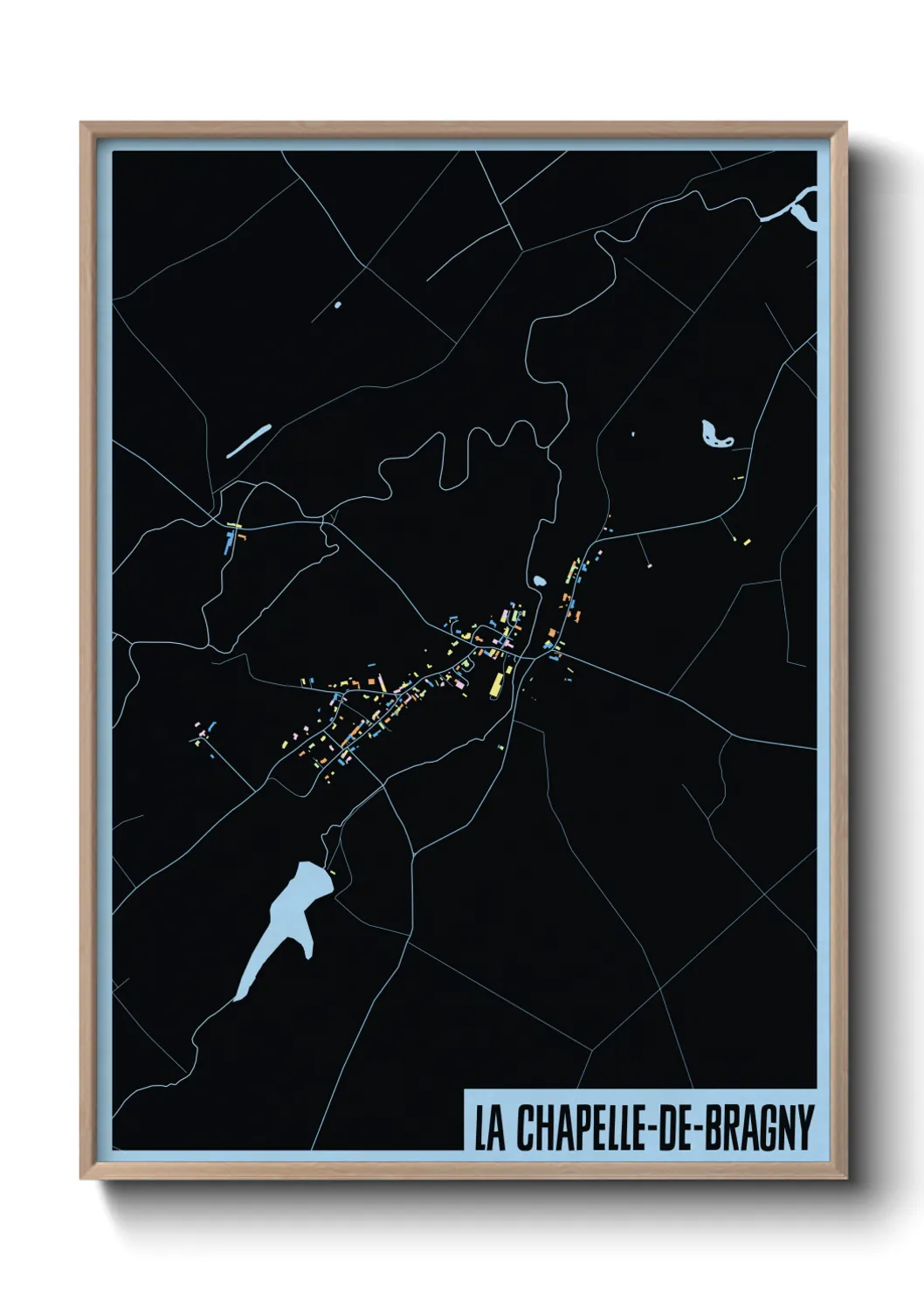 Une affiche de carte sur La Chapelle-de-Bragny