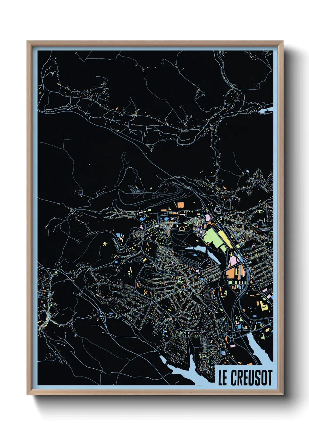 Une affiche de carte sur Le Creusot