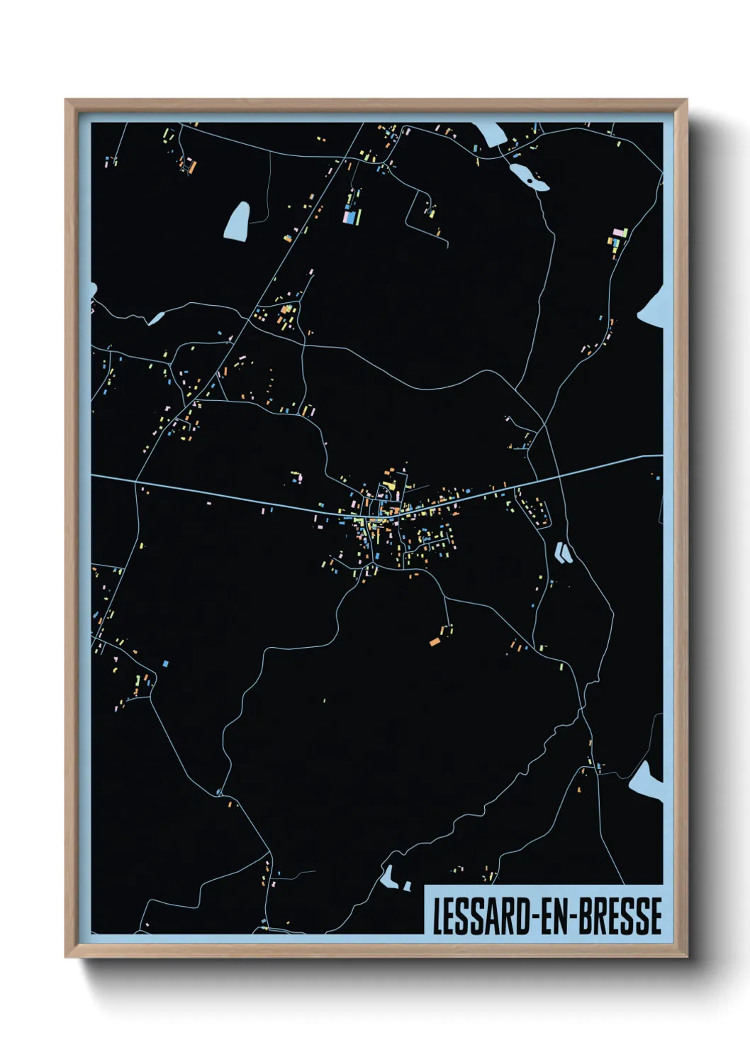 Une affiche de carte sur Lessard-en-Bresse