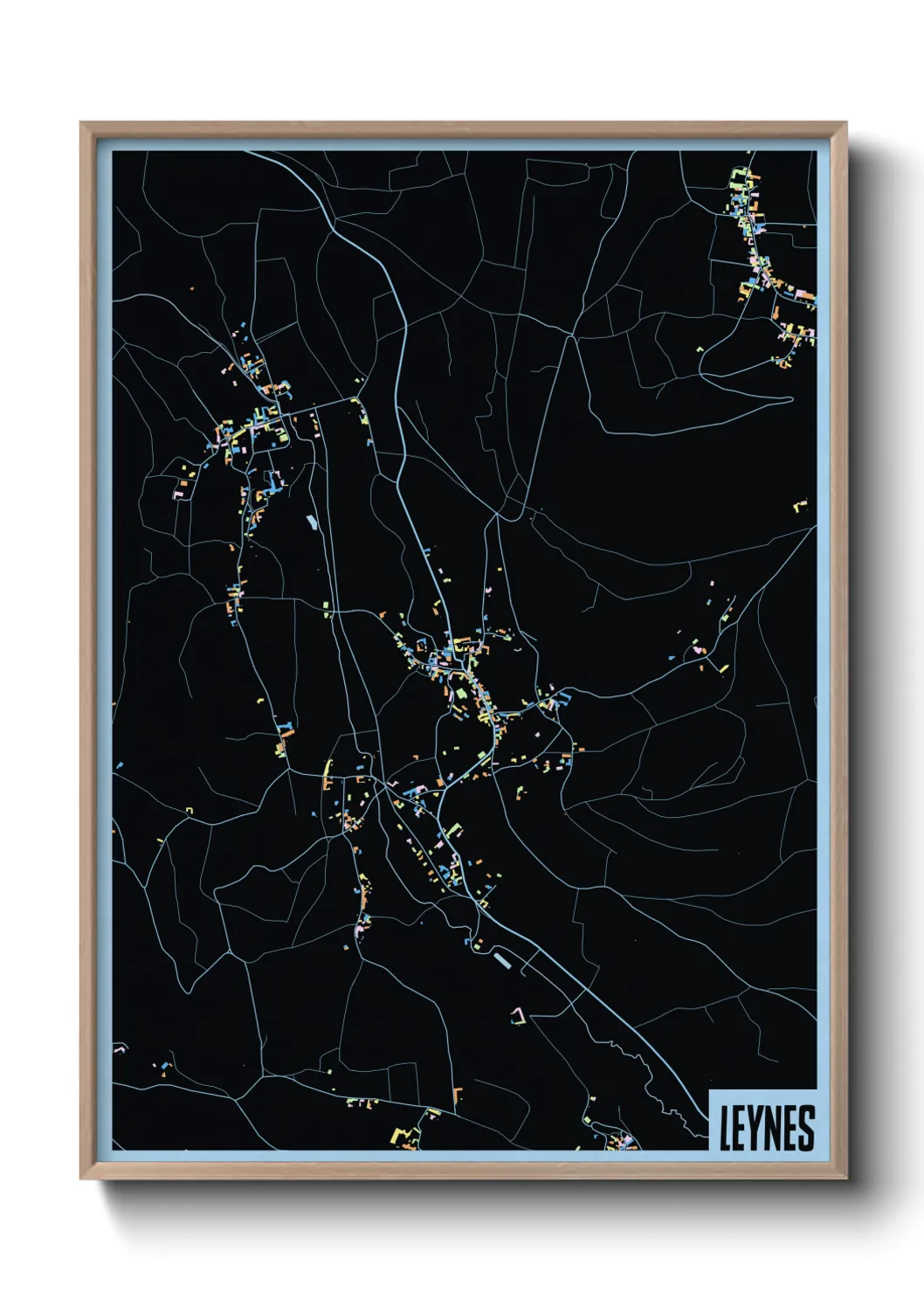 Une affiche de carte sur Leynes