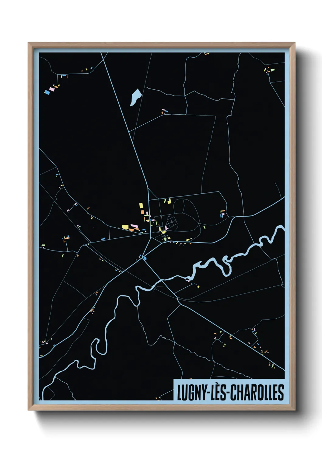 Une affiche de carte sur Lugny-lès-Charolles