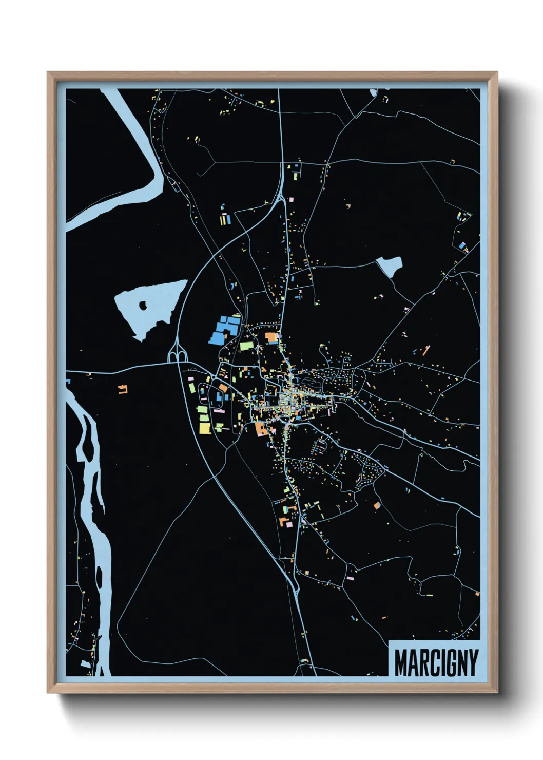 Une affiche de carte sur Marcigny